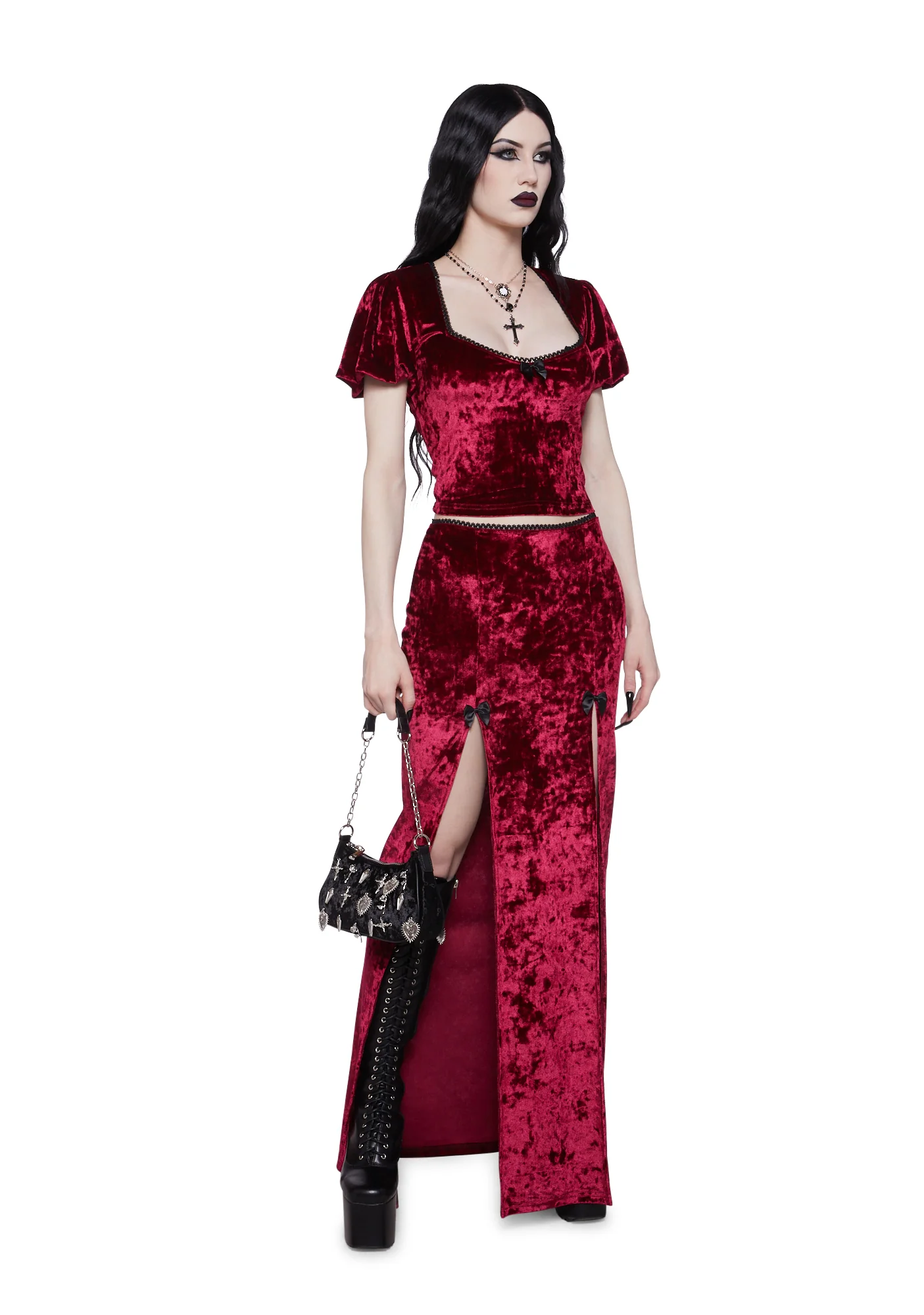 Time Stands Still Maxi Skirt - Burgundy - Image 2