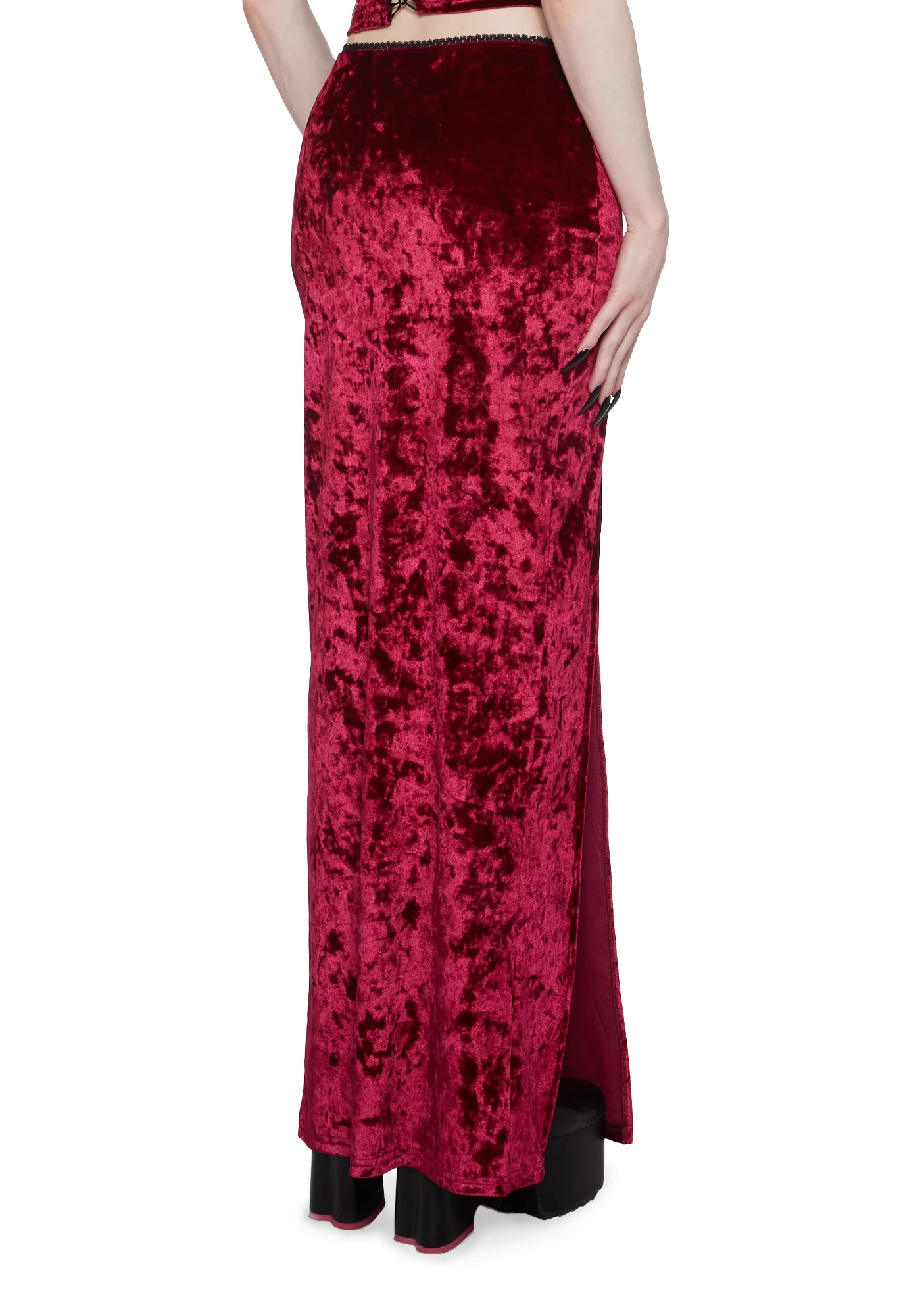 Time Stands Still Maxi Skirt - Burgundy - Image 4