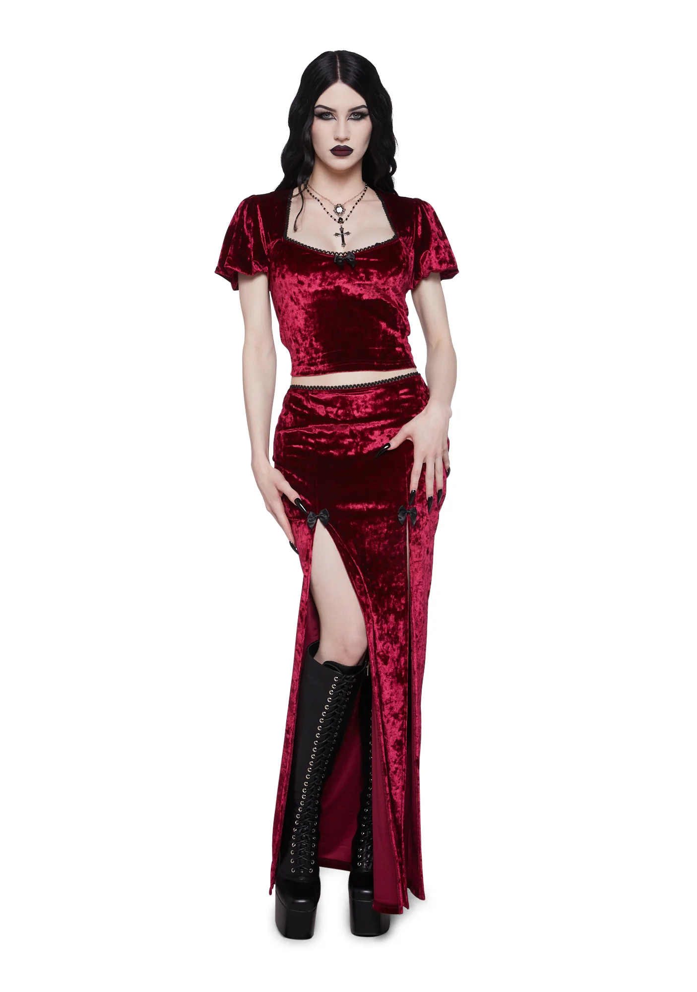 Time Stands Still Maxi Skirt - Burgundy - Image 5