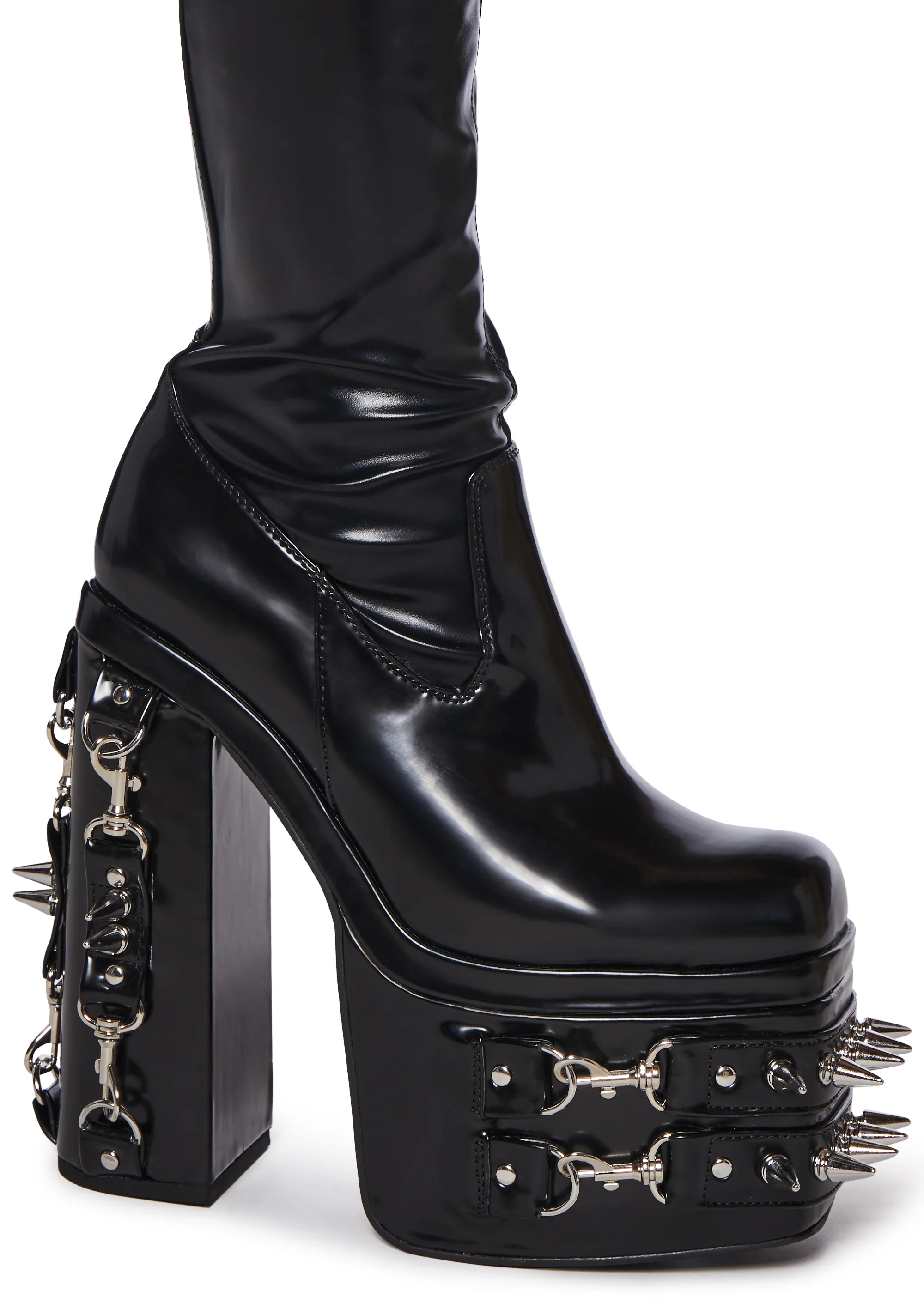 Total Bondage Stretch Spiked Platform Boots - Image 2