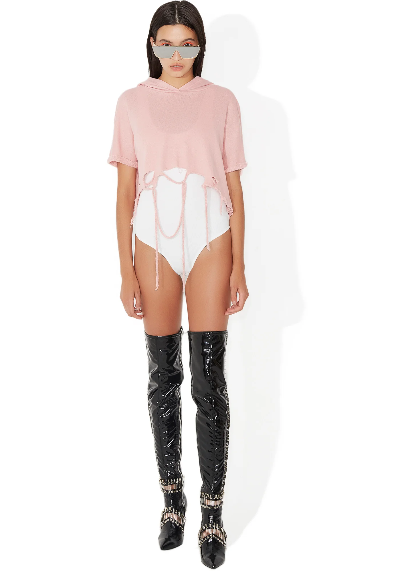 Total Knockout Distressed Crop Hoodie - Image 5