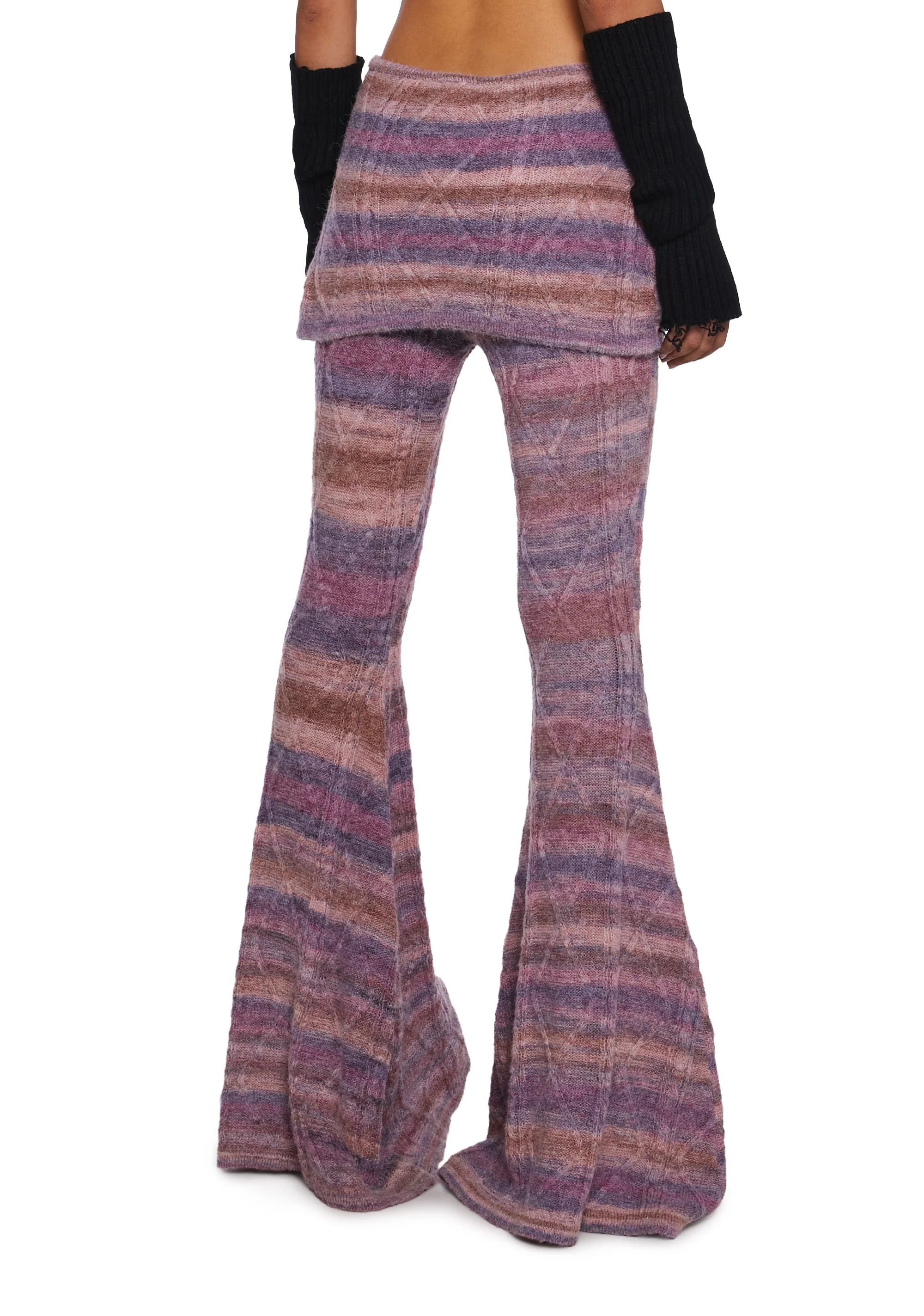 Total Romance Cable Knit Flared Pants With Skirt - Image 3