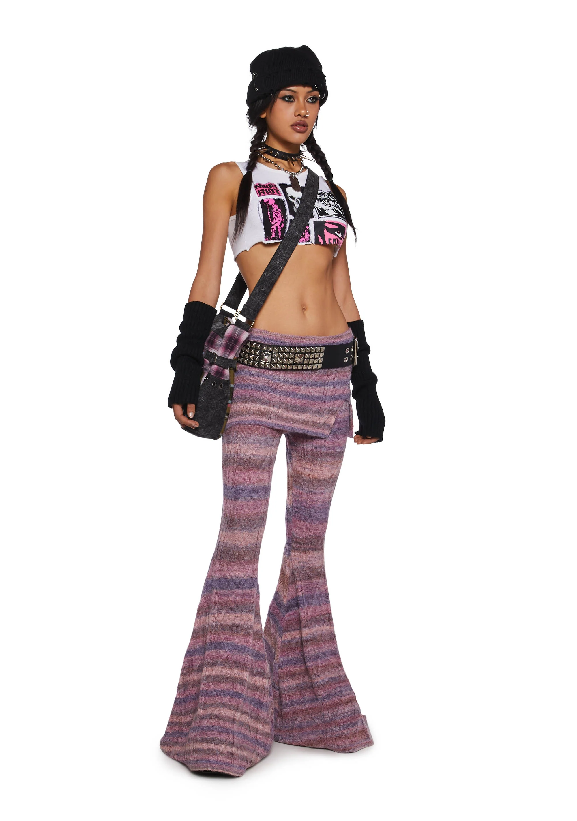 Total Romance Cable Knit Flared Pants With Skirt - Image 4