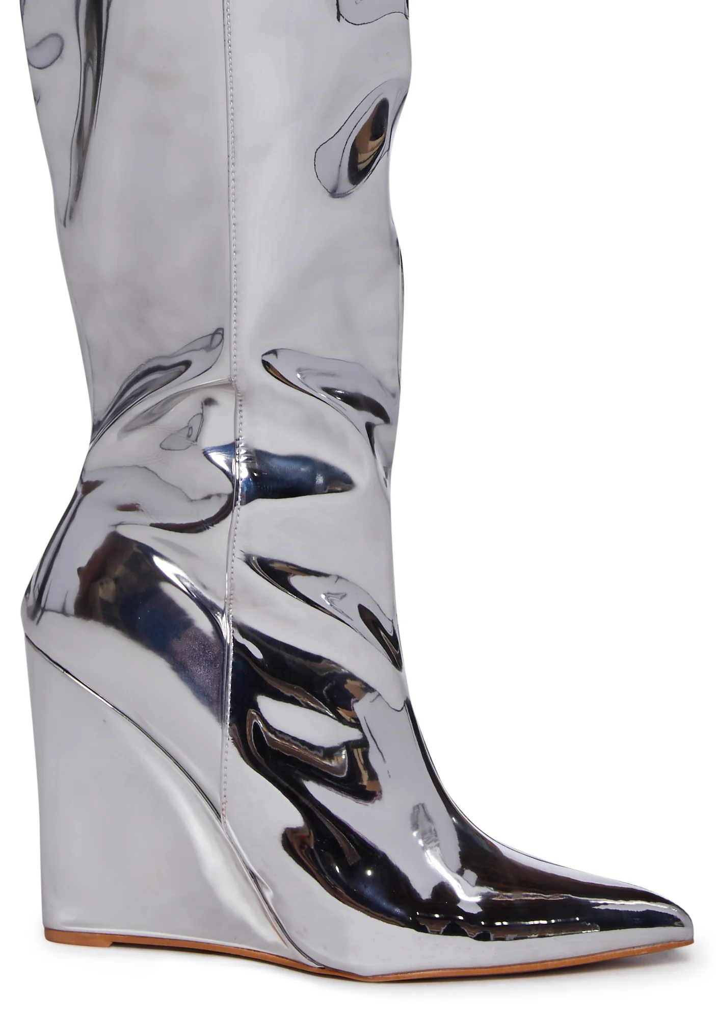 Totally Mesmerized Knee High Boots - Silver - Image 2