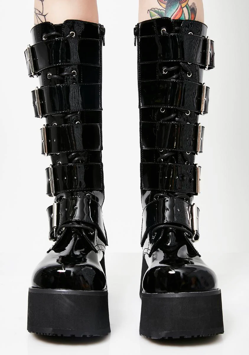 Trashville-518 Unisex Platform Knee High Boots - Image 3