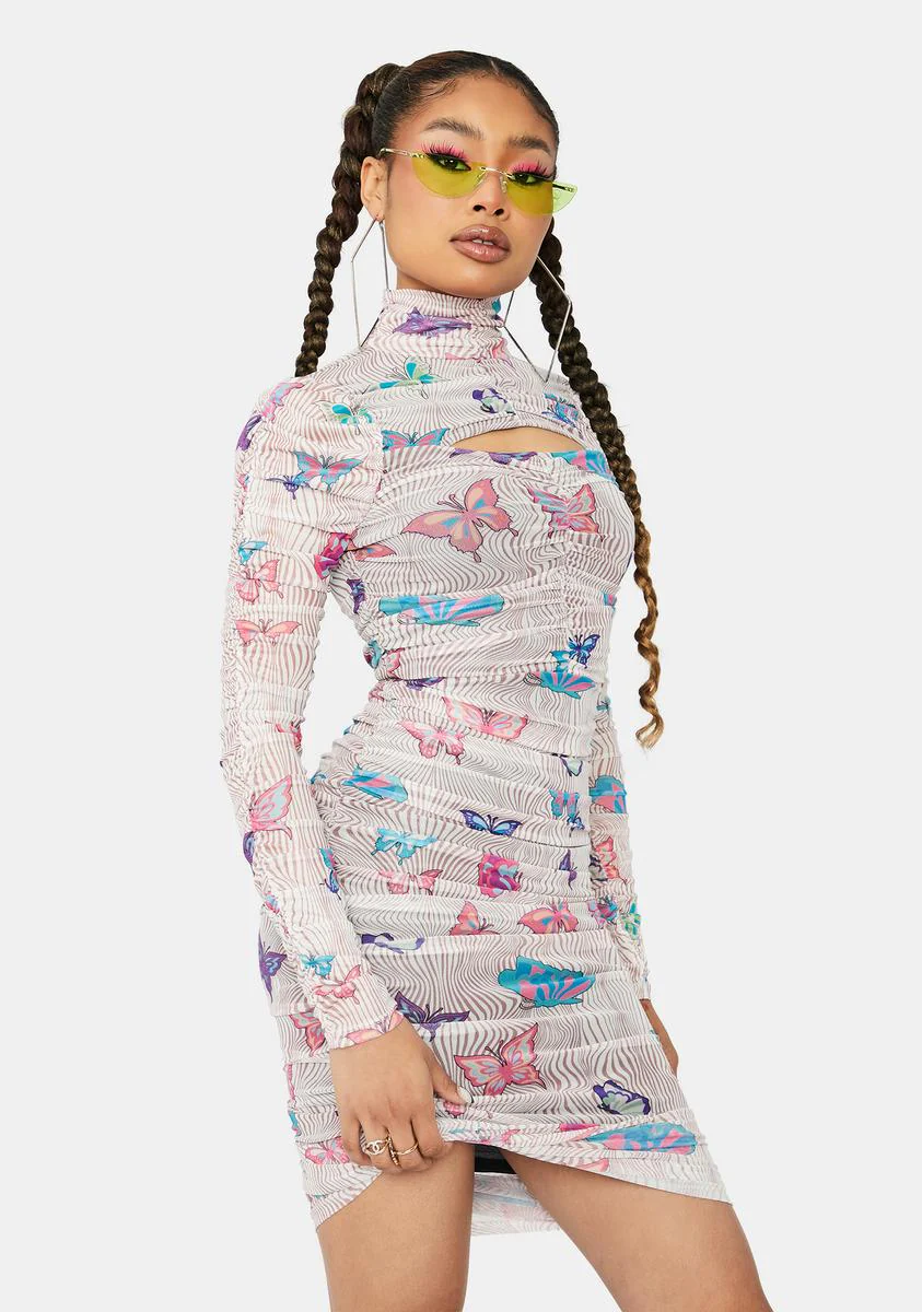 Trippin' Butterflies Mesh Midi Dress - Image 2