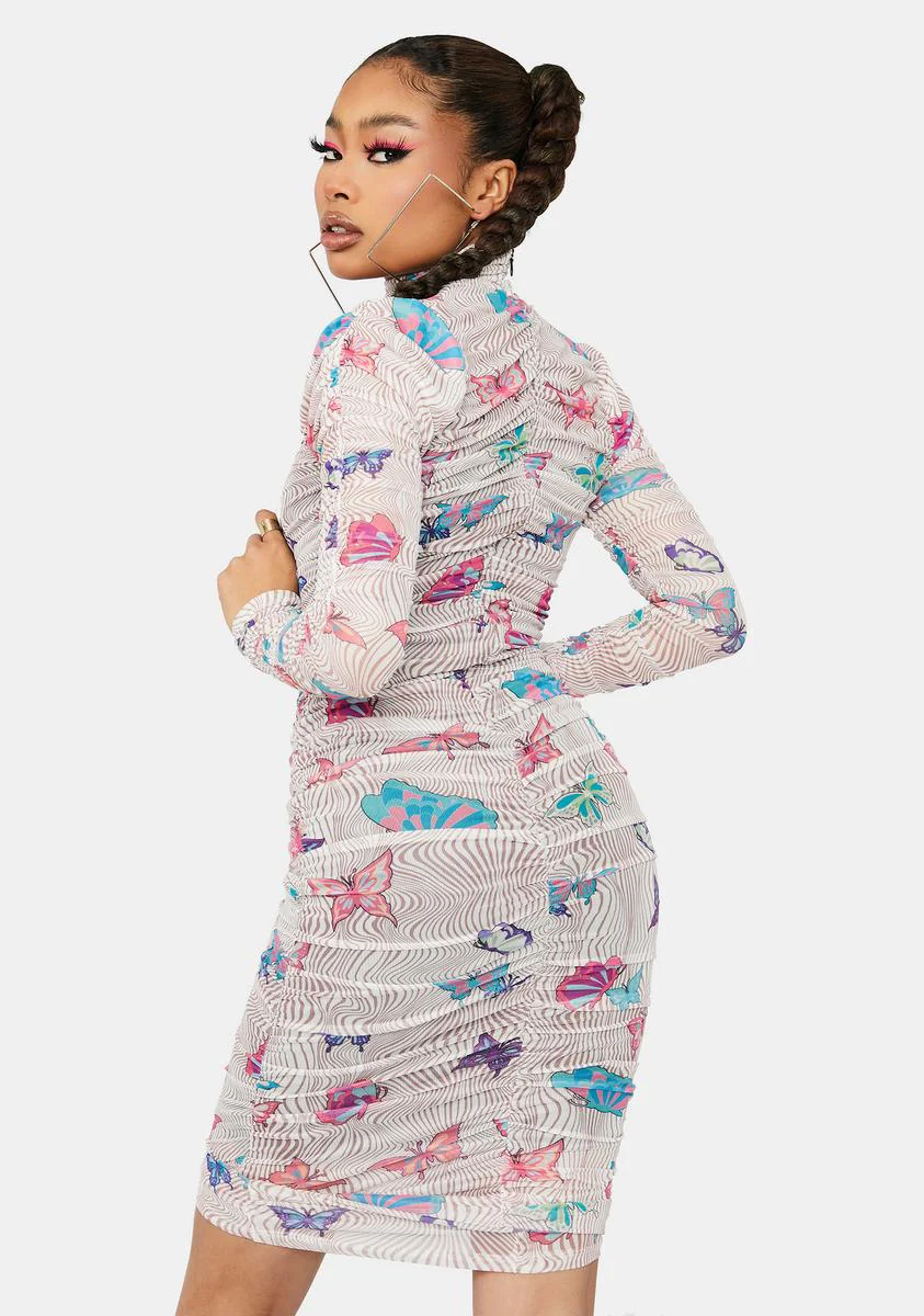 Trippin' Butterflies Mesh Midi Dress - Image 4