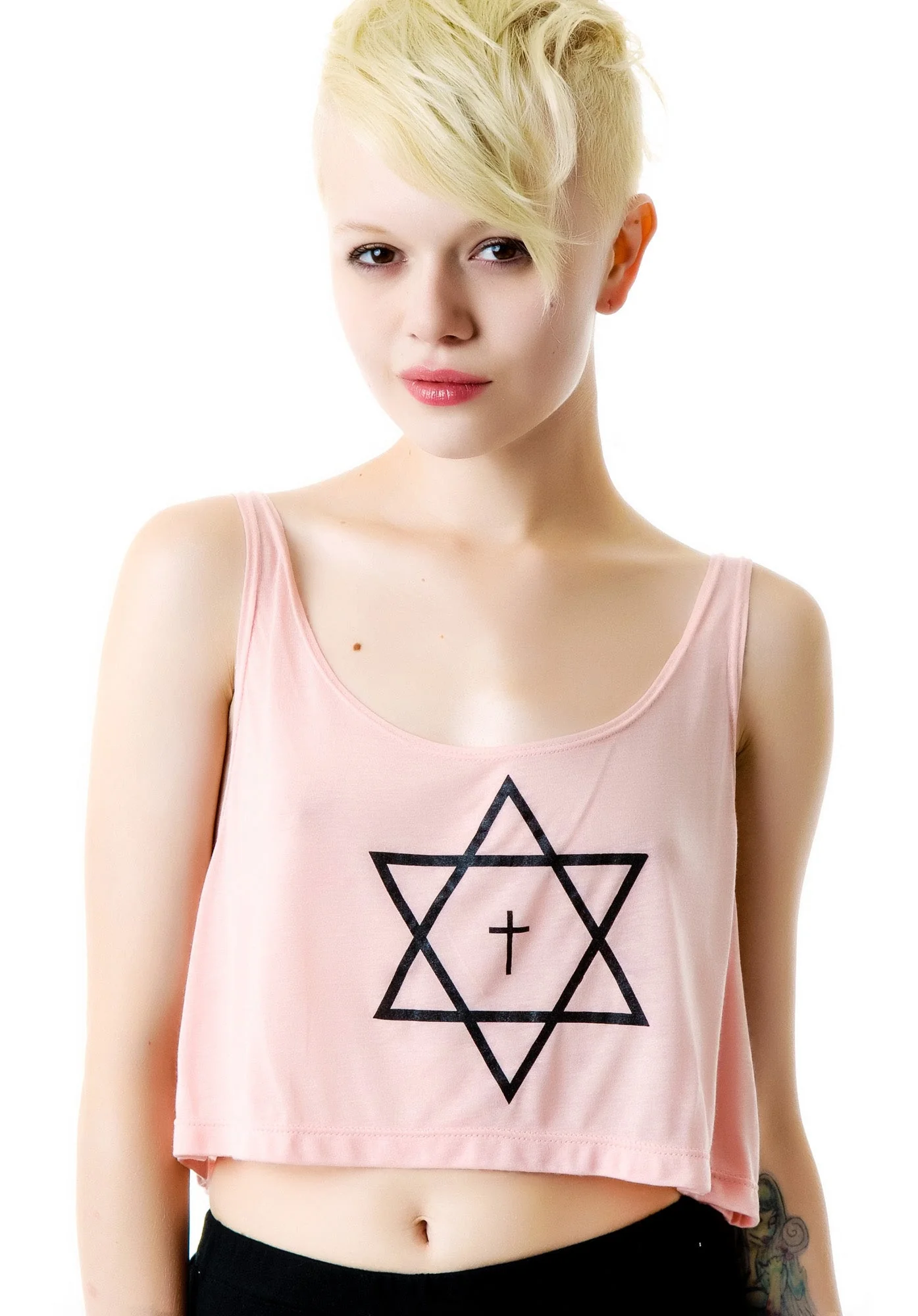Trippy Cropped Tank Top - Light Blue - Image 7