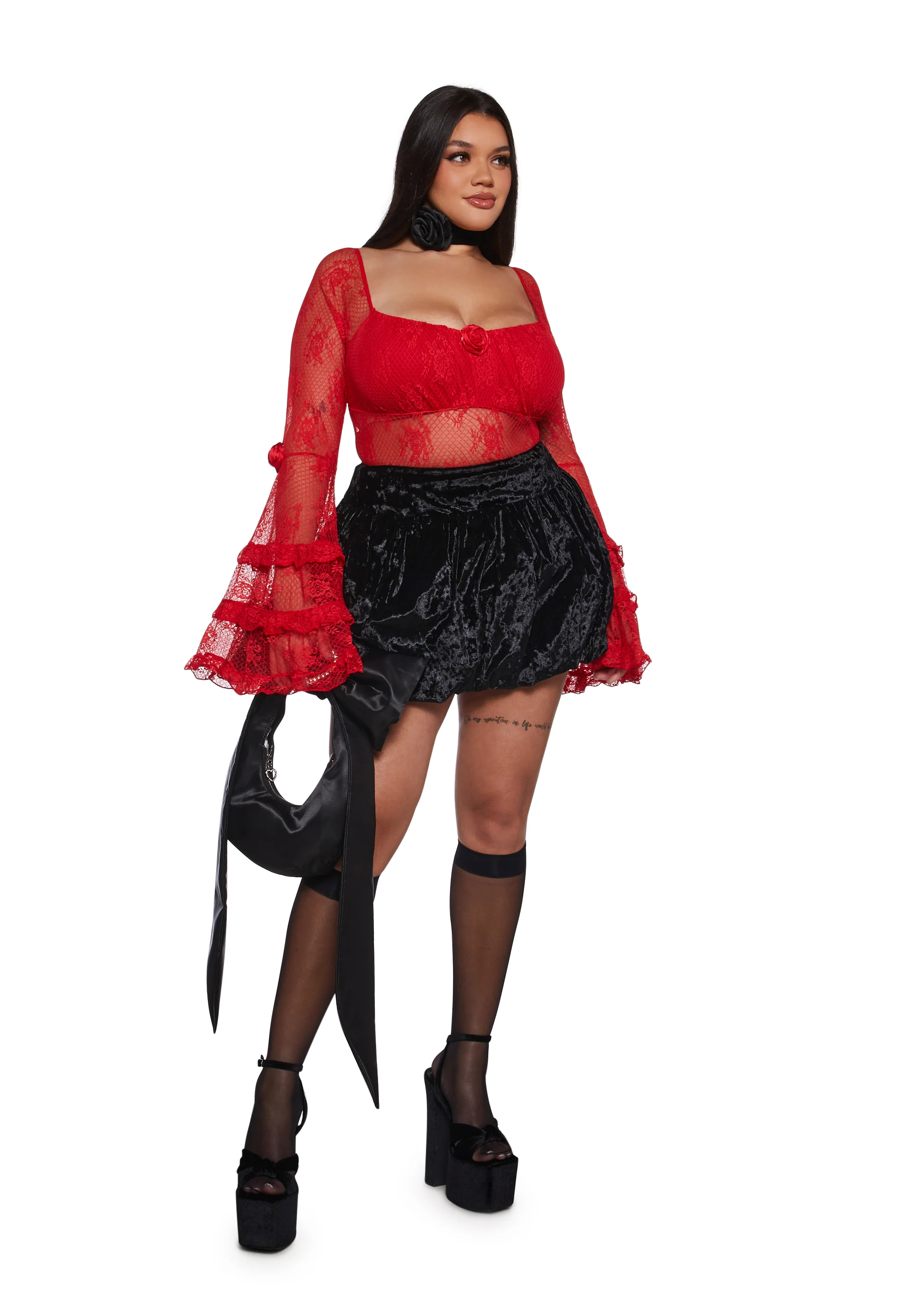 True Love Nonsense Lace Bodysuit - Red - Image 7