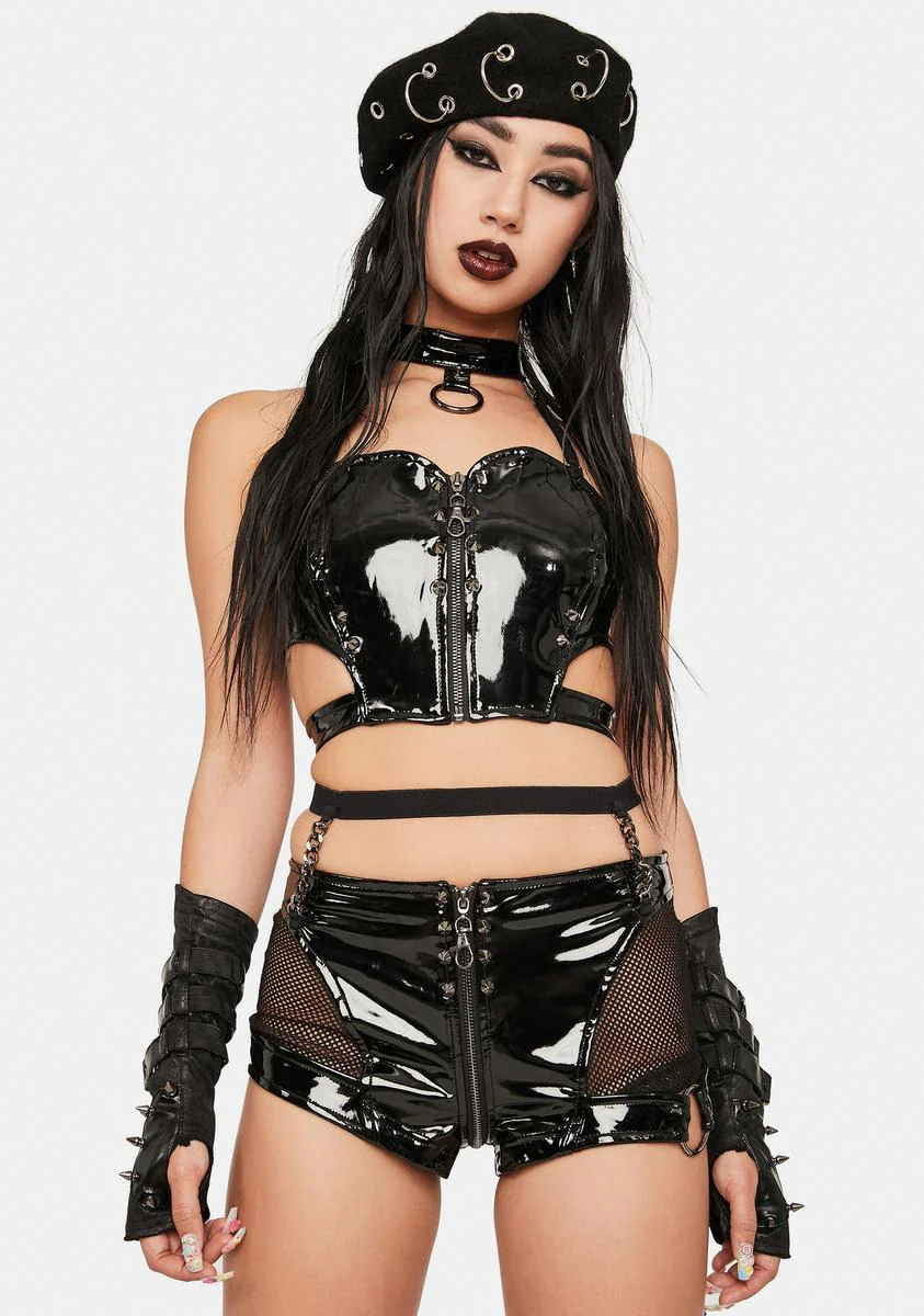 Tucked Away PVC Waist Belt Shorts - Image 2