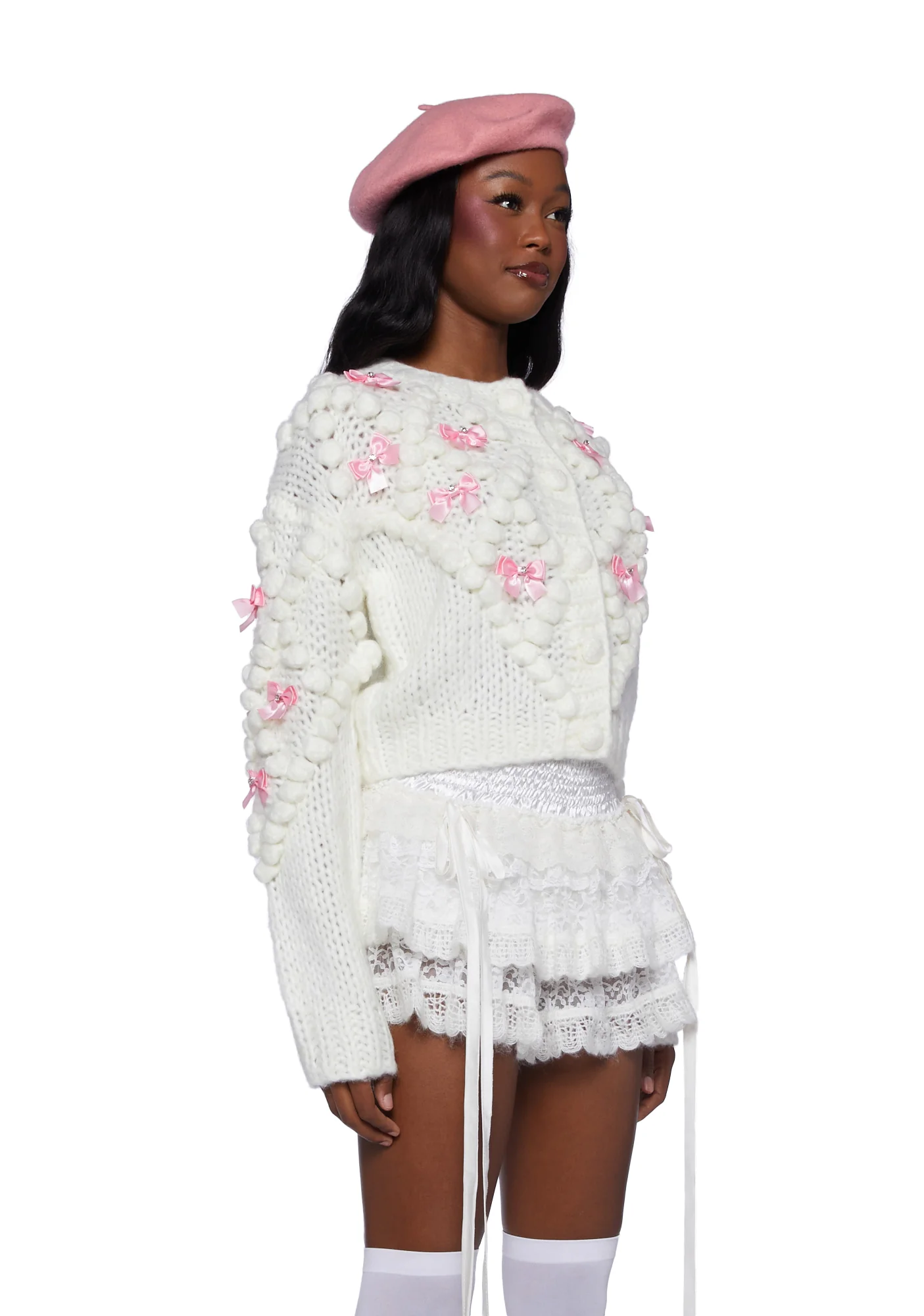 Twinkly Aura Knit Cardigan-Off White - Image 3
