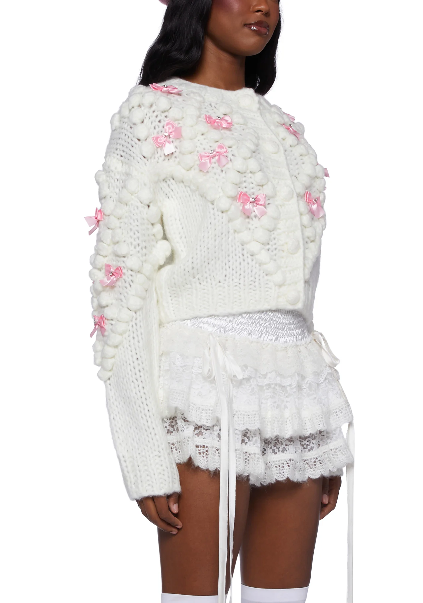 Twinkly Aura Knit Cardigan-Off White - Image 5