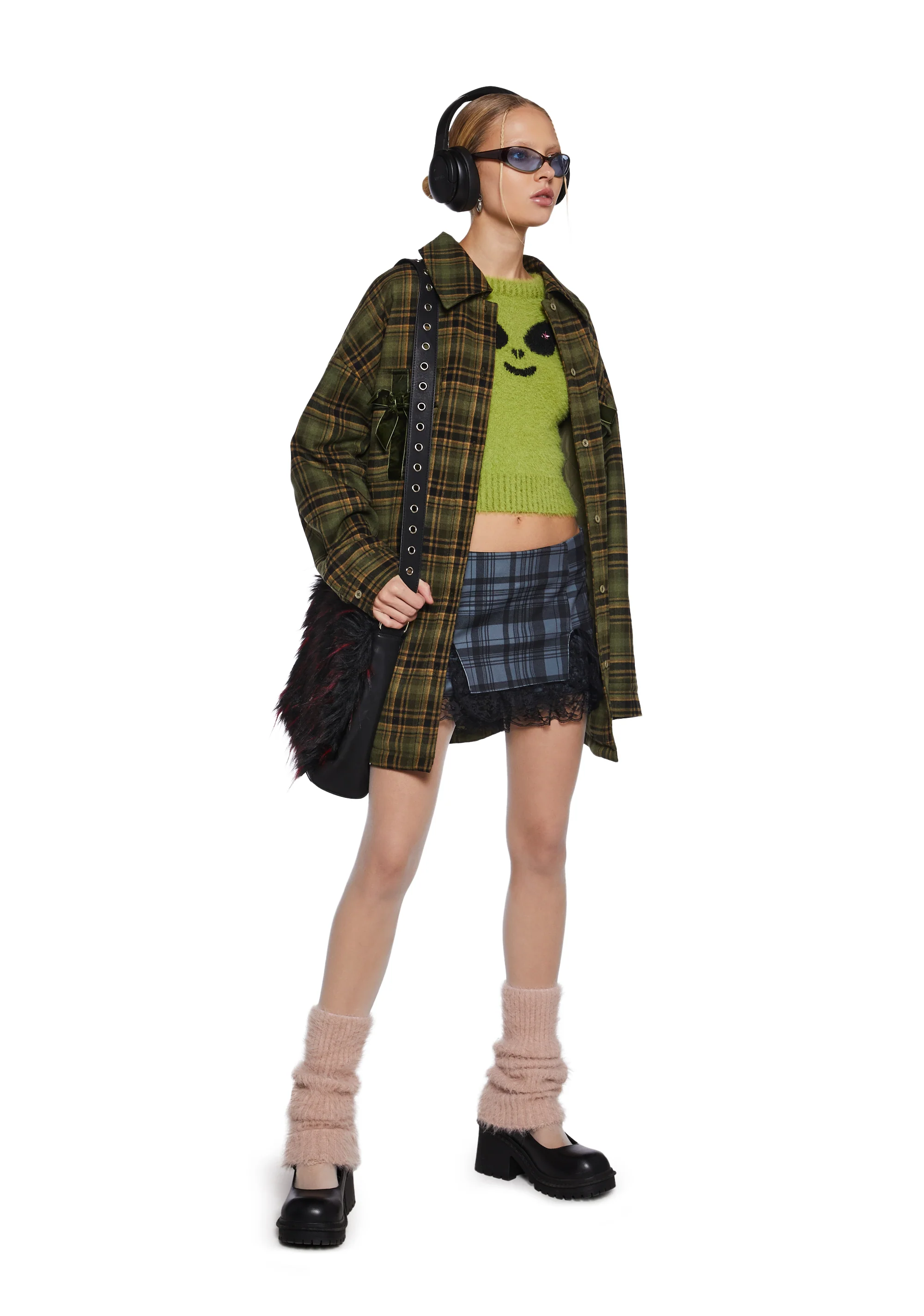 Under The Boardwalk Mini Skort - Gray Plaid - Image 2