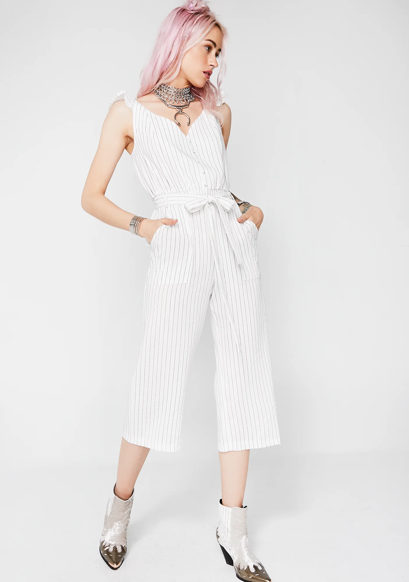Unprofessional Striped Jumpsuit - Image 3
