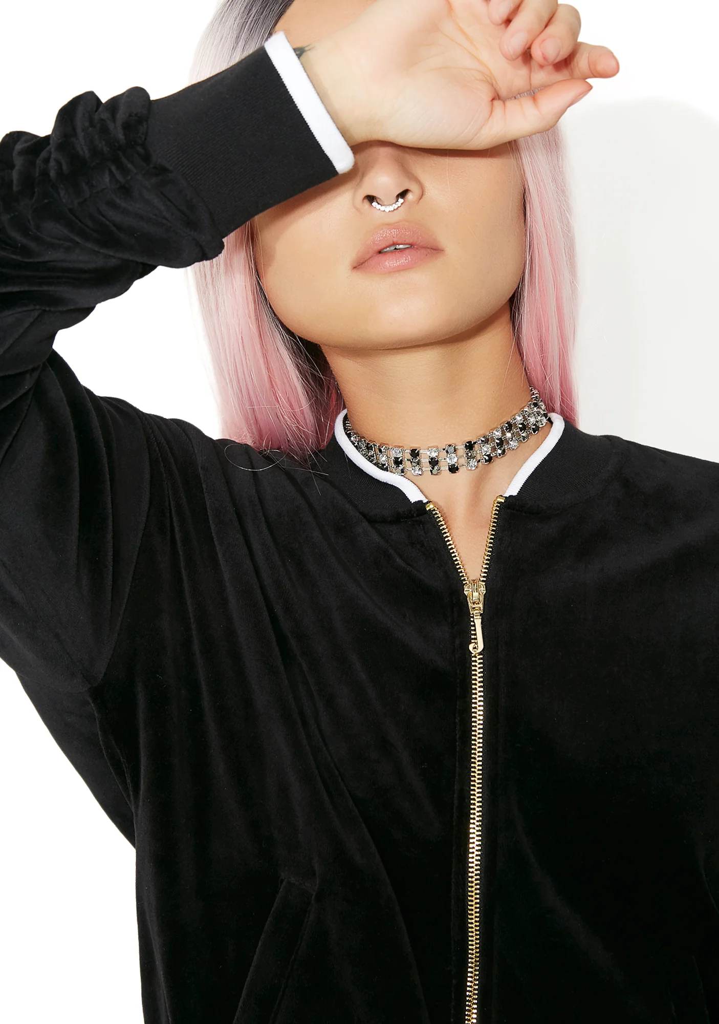 Velour Ruched Track Jacket - Image 4
