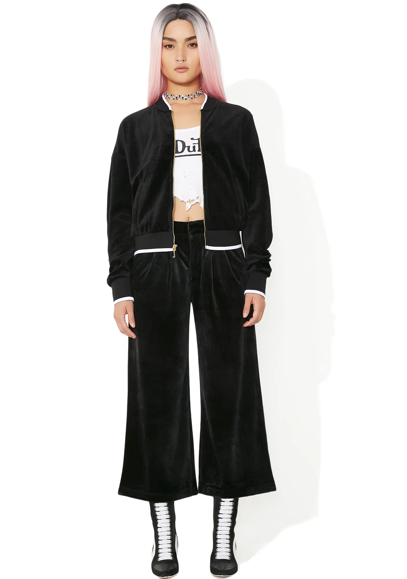 Velour Ruched Track Jacket - Image 5