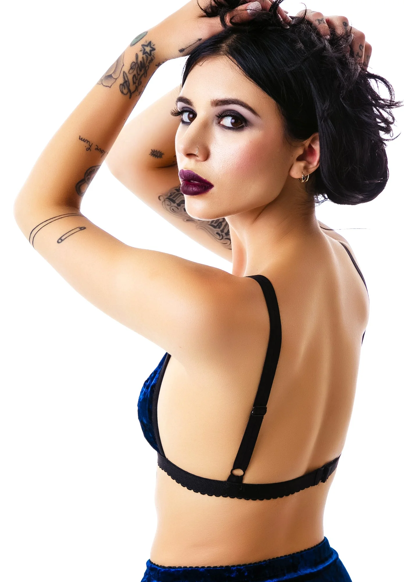 Velvet Triangle Bralette Bikini Top - Silver - Image 8
