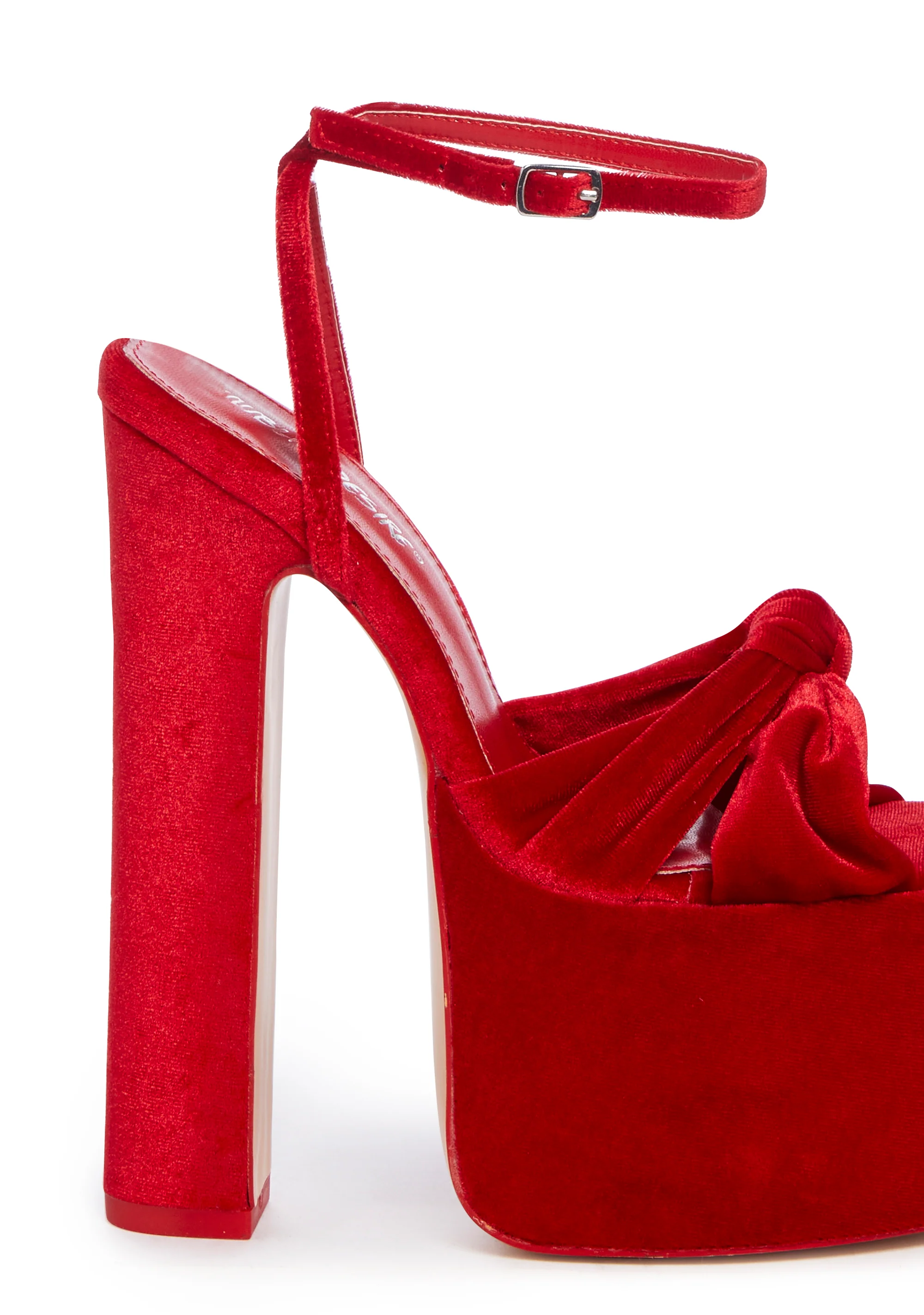 Velveter Platform Heels - Red - Image 2