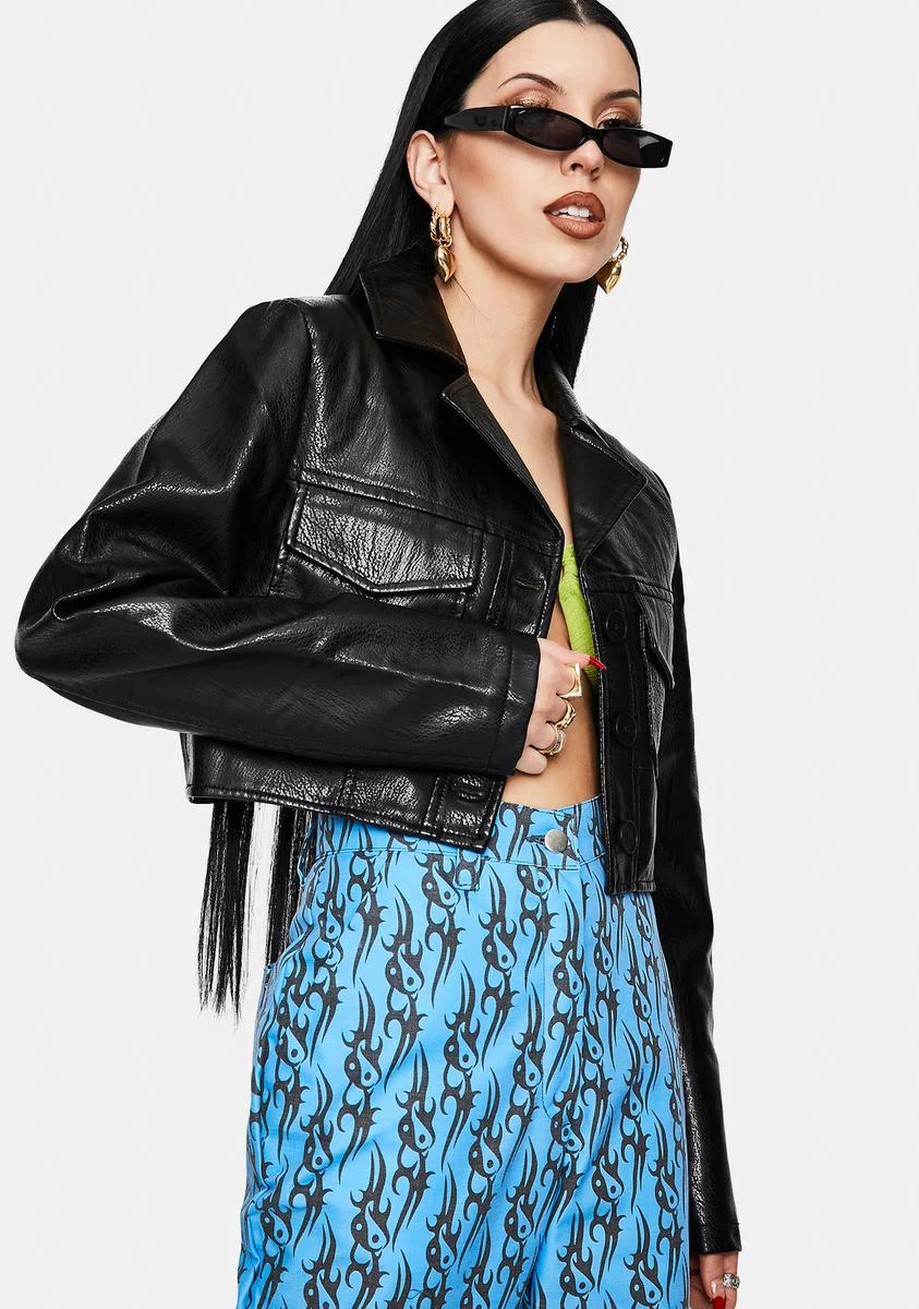Victoria Vegan Leather Crop Jacket - Image 2