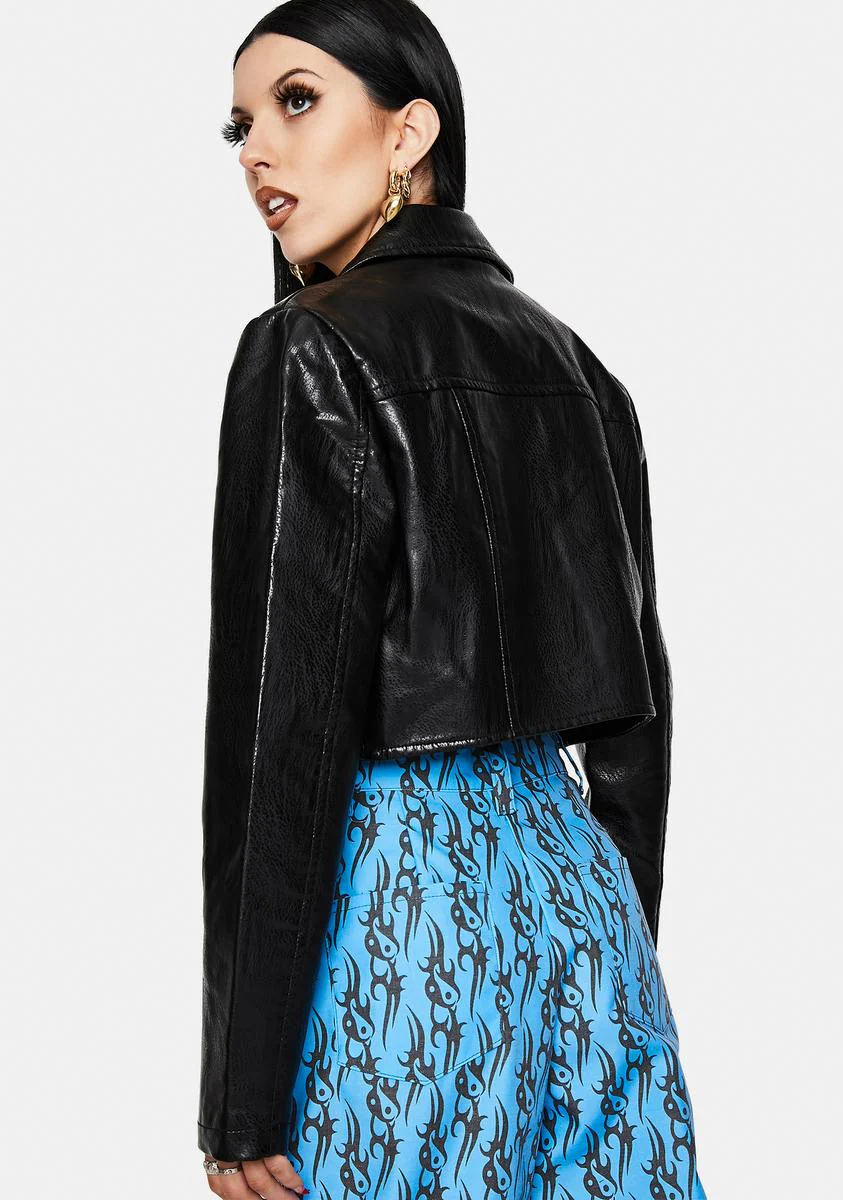 Victoria Vegan Leather Crop Jacket - Image 4