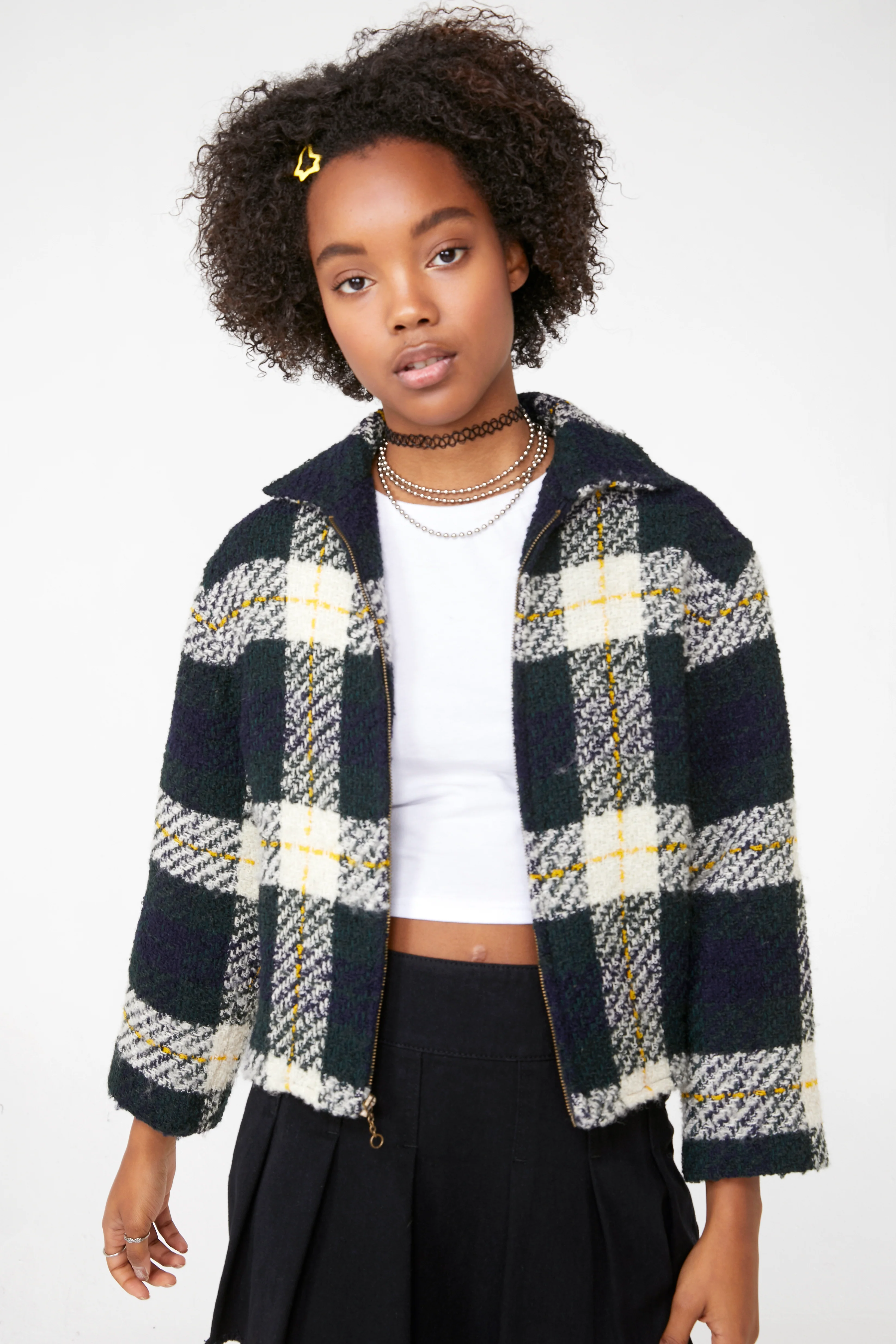 Vintage 90s Plaid Tweed Jacket - Image 2