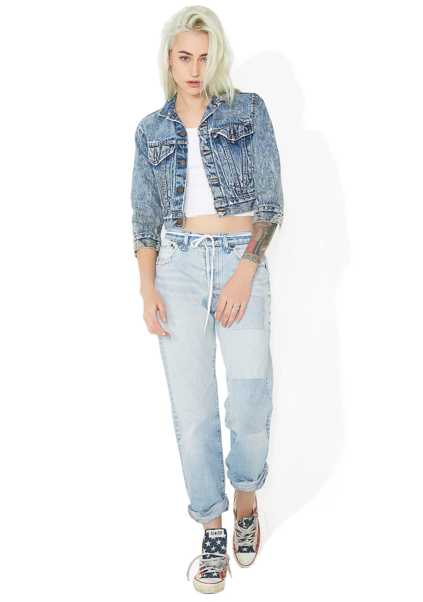 Vintage Cropped Levis Denim Jacket - Image 2