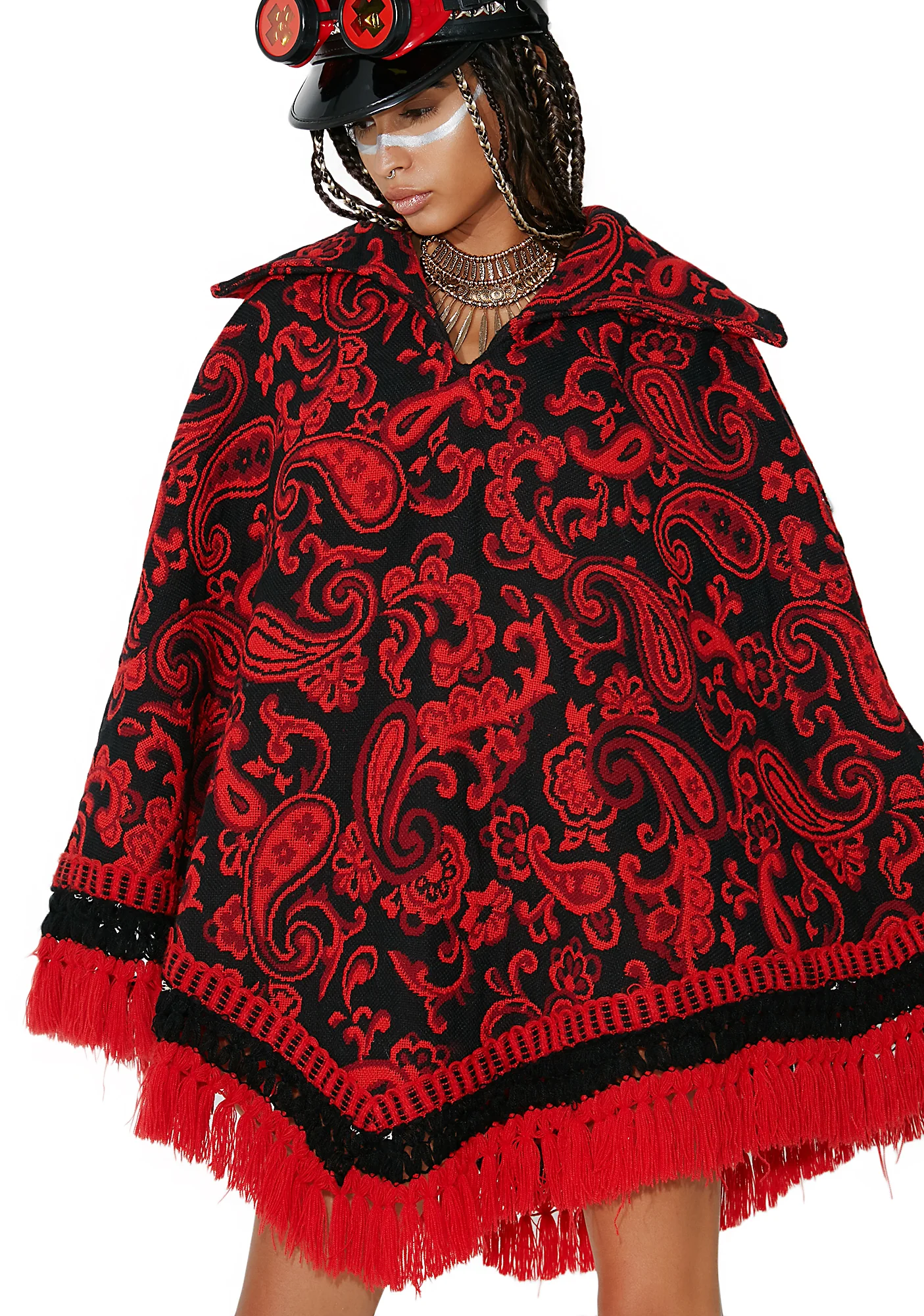 Vintage Floral Tapestry Poncho - Image 3