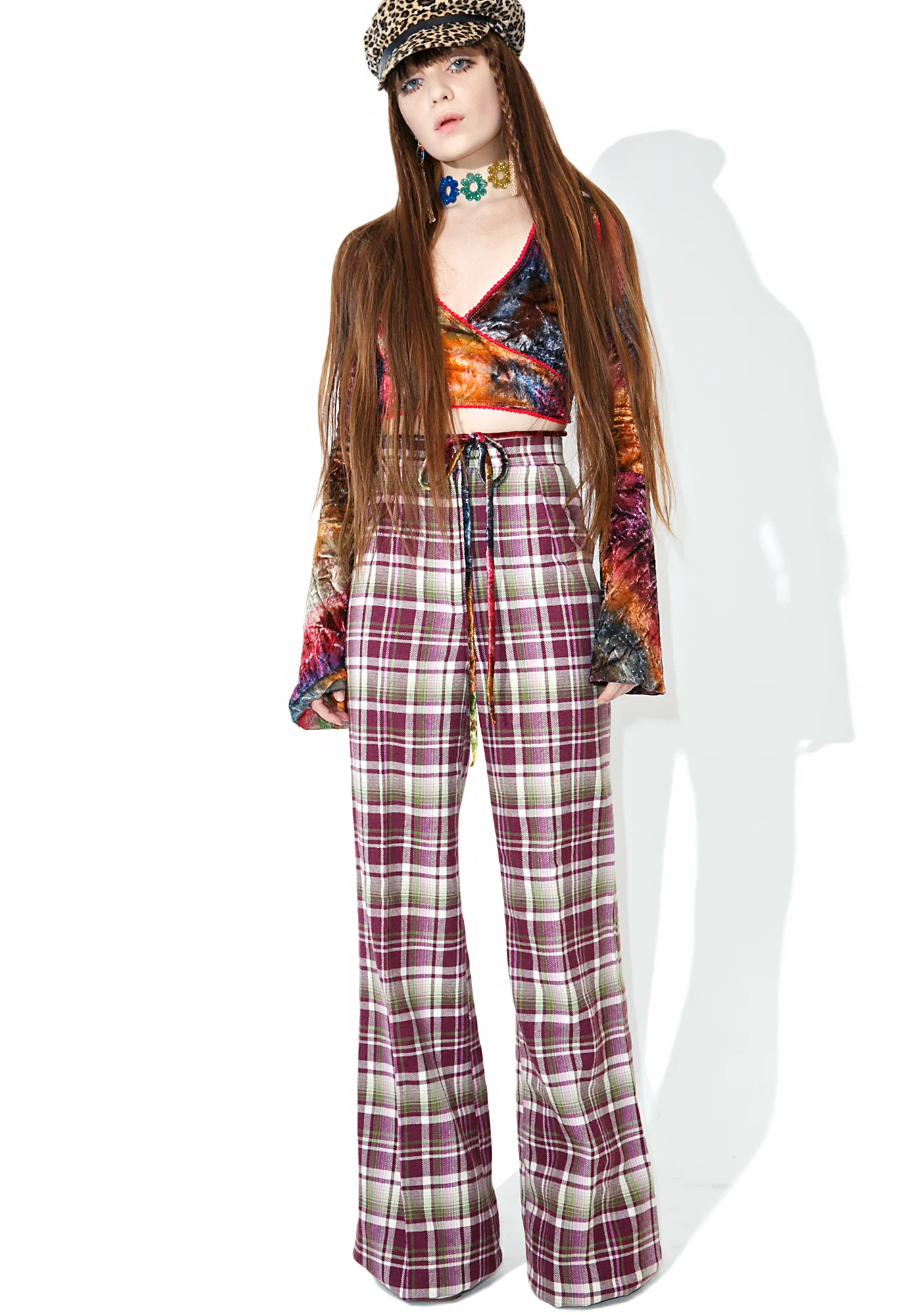 Vintage Purple Plaid High Waisted Pants - Image 2