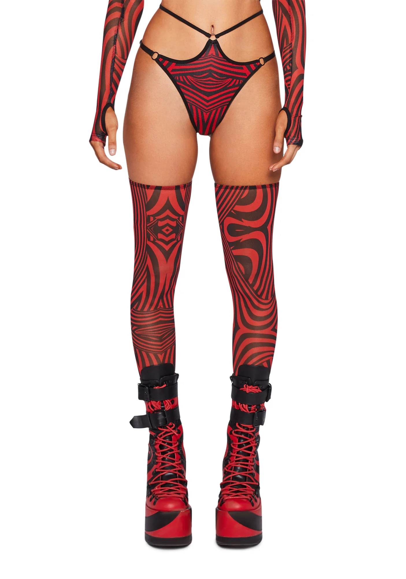 Waking Dream Bottoms & Stockings Set - Red
