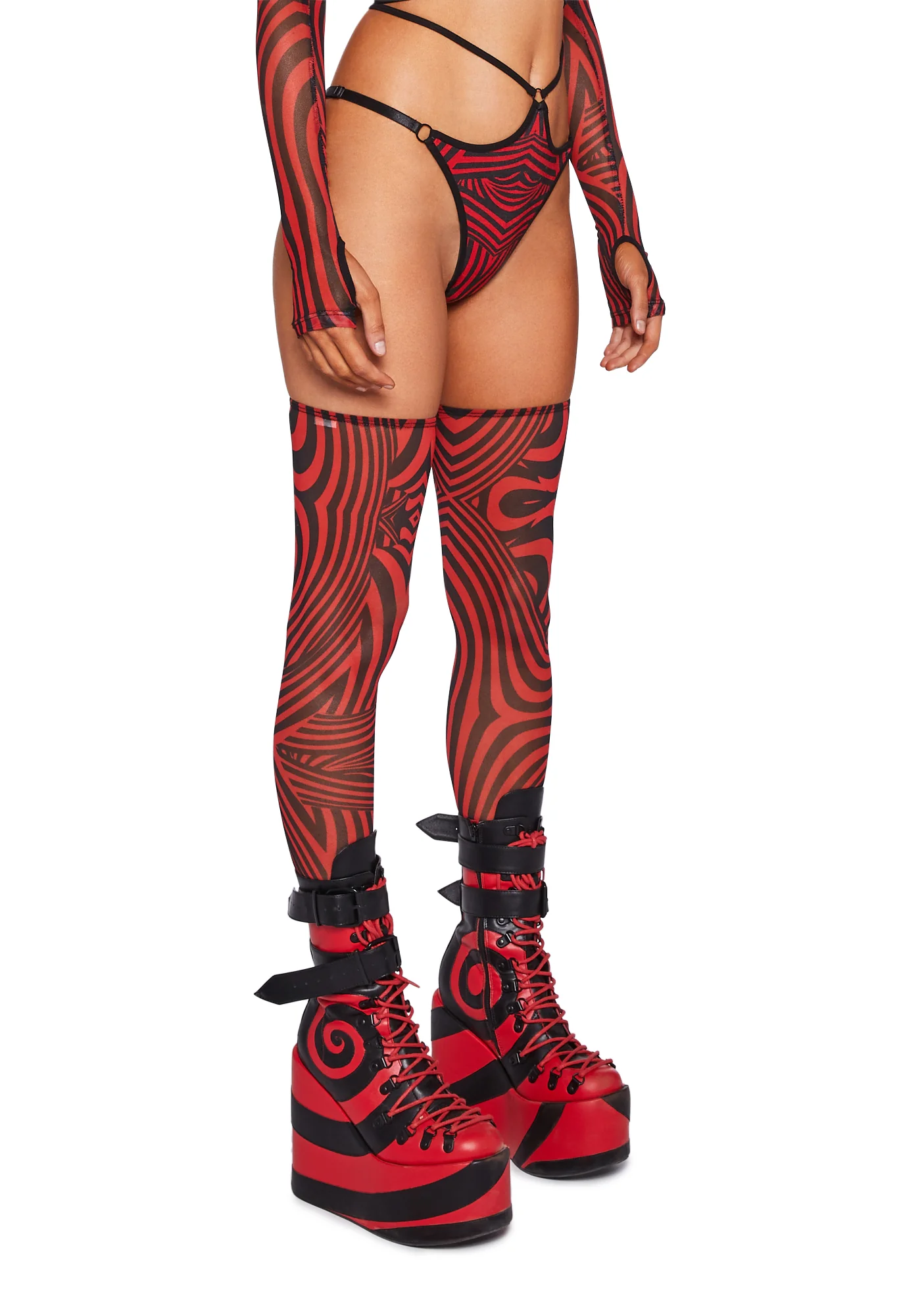 Waking Dream Bottoms & Stockings Set - Red - Image 3
