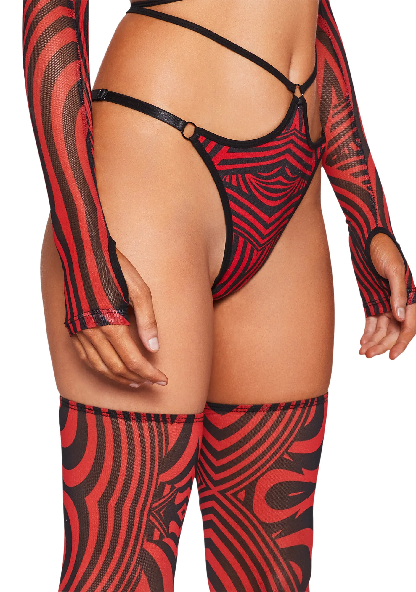 Waking Dream Bottoms & Stockings Set - Red - Image 5