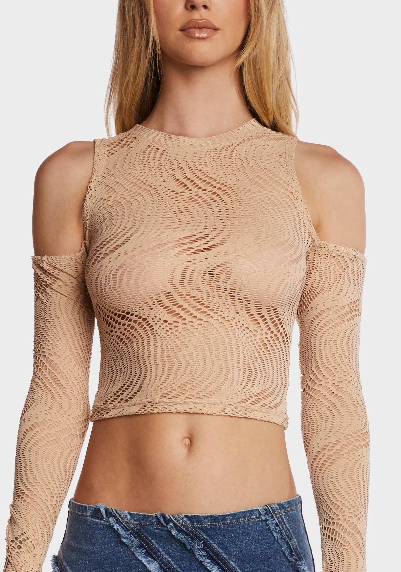 Warned You Crop Top - Light Brown - Image 2