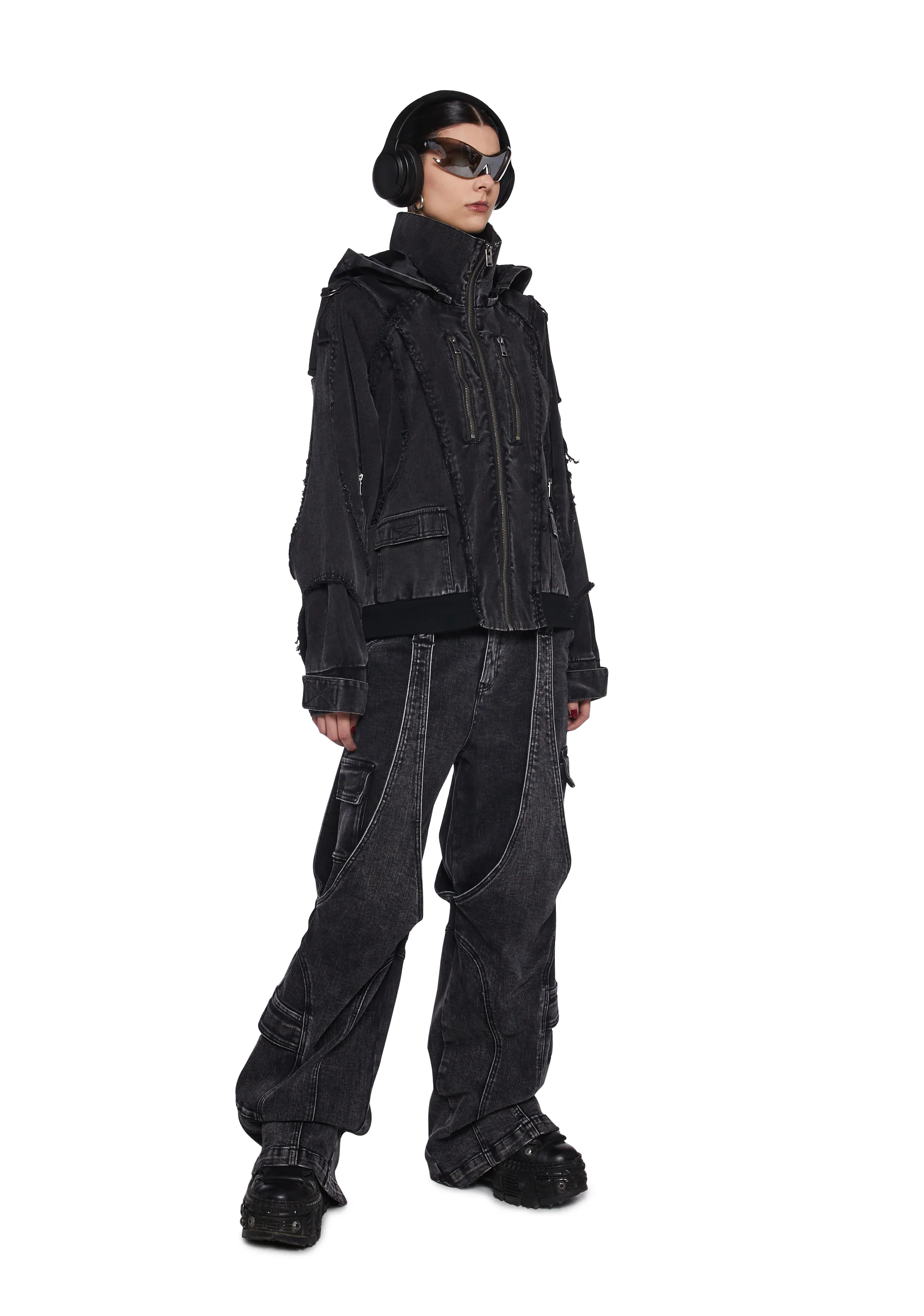 Warp Denim Bomber Jacket - Image 2
