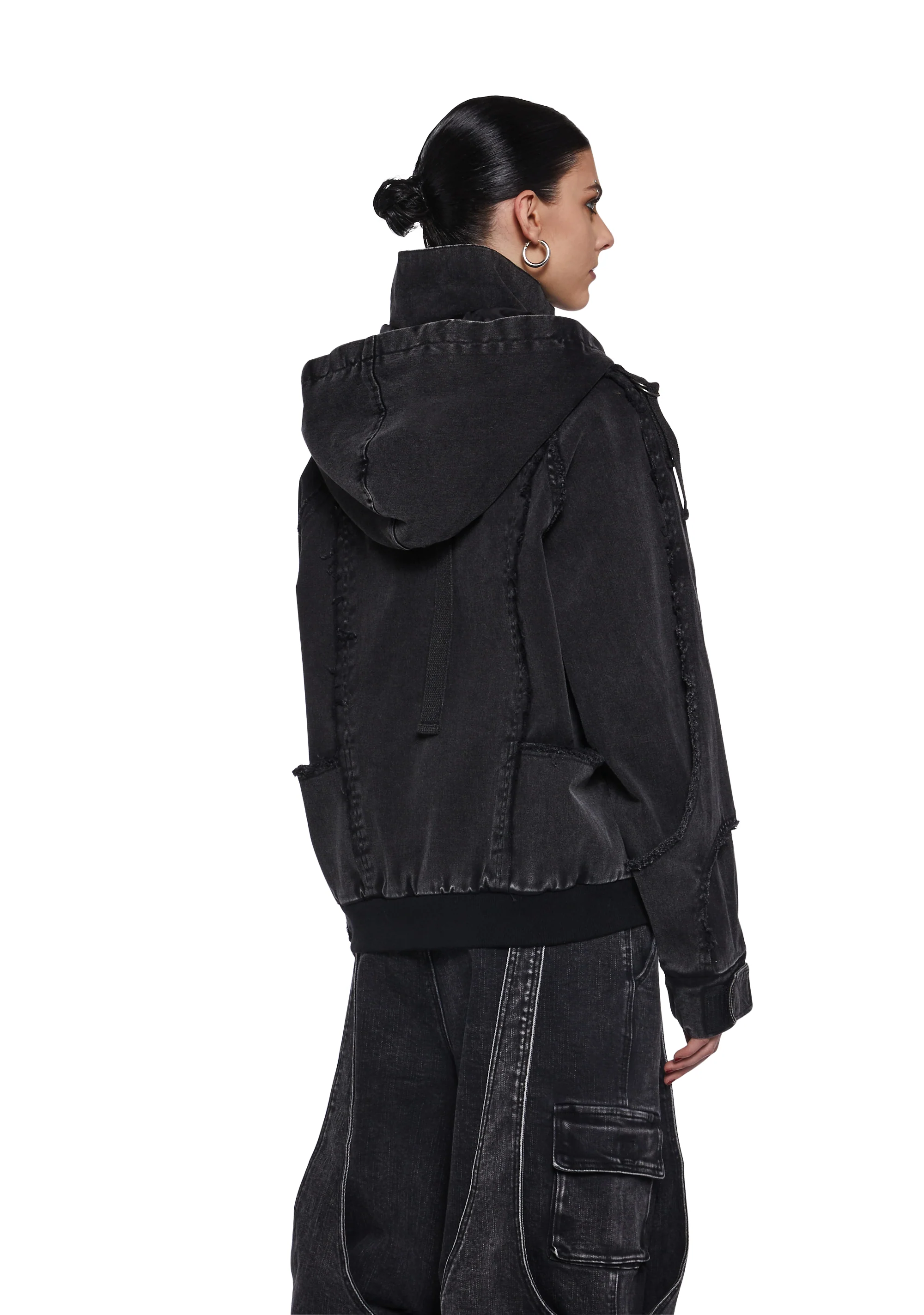 Warp Denim Bomber Jacket - Image 4