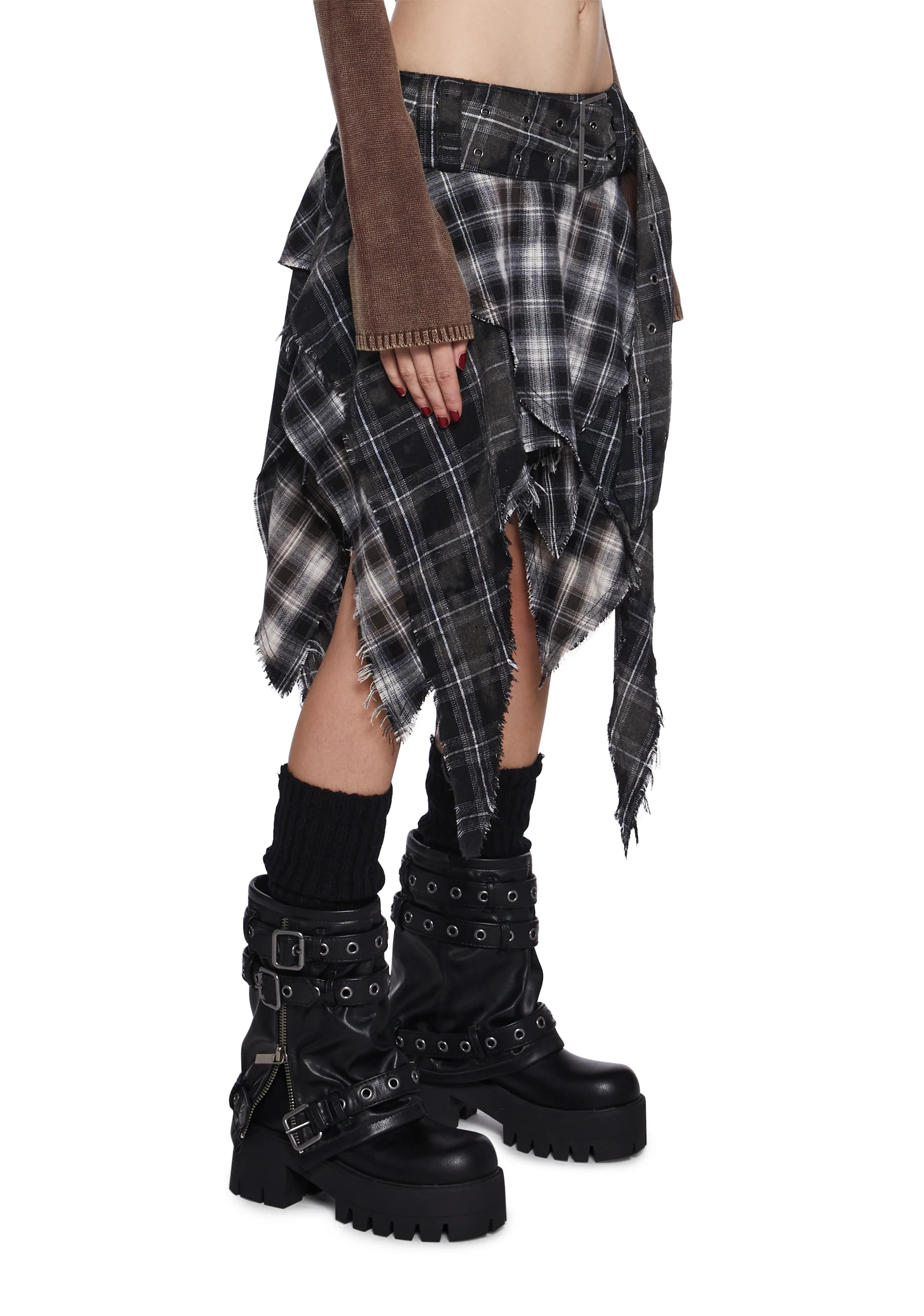 Warp Plaid Midi Skirt - Image 3