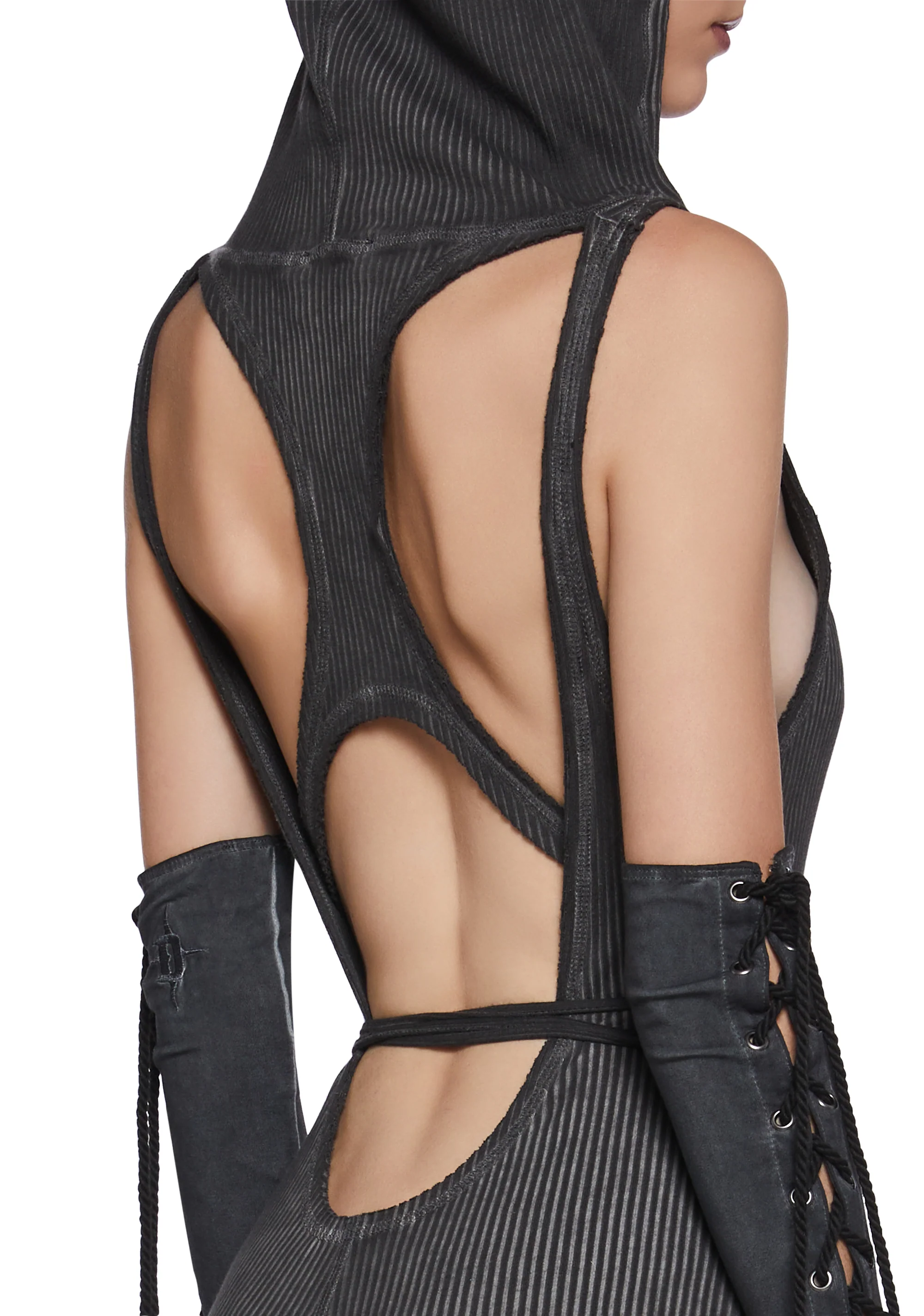 Warp Knit Hooded Jumpsuit - Image 2
