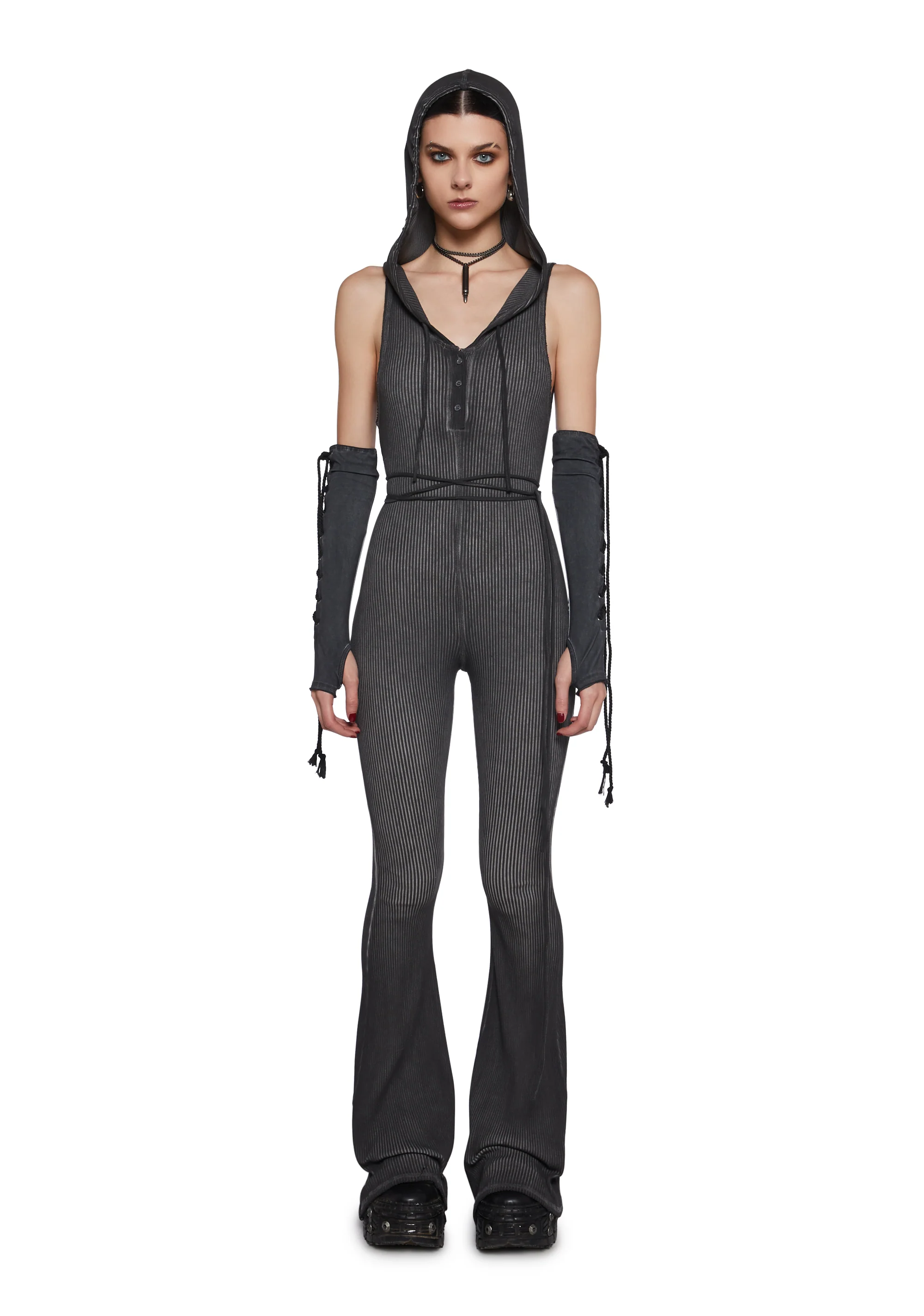 Warp Knit Hooded Jumpsuit - Image 6
