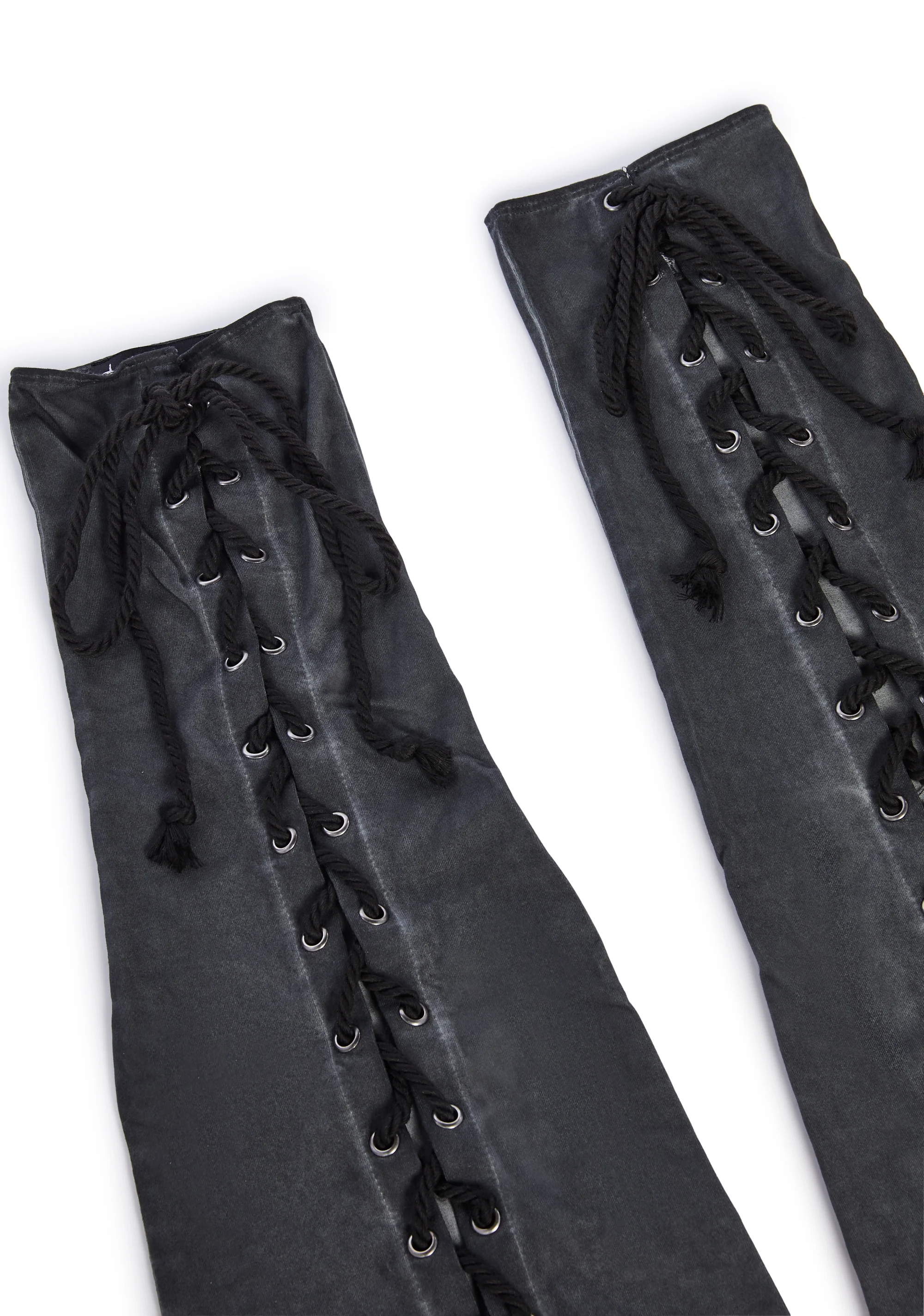 Washed Lace-Up Stockings - Image 8