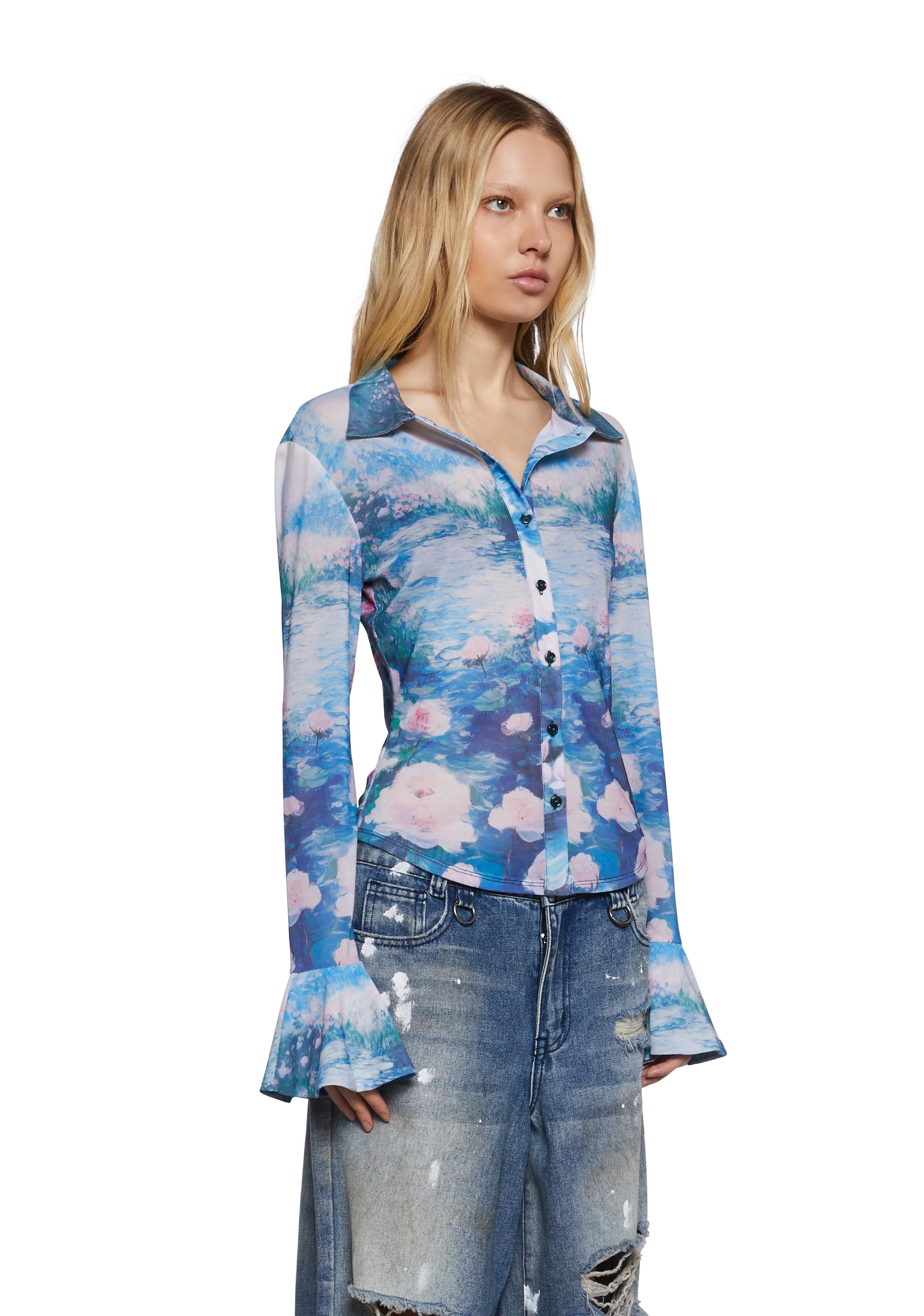 Watercolor Dreams Button Up Top - Image 3