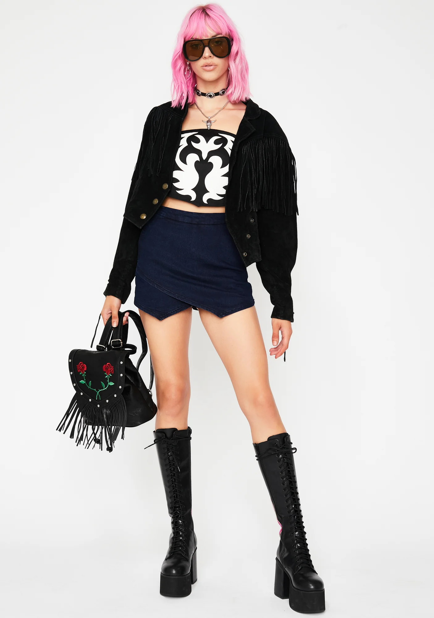 Western Vixen Denim Skort - Image 3