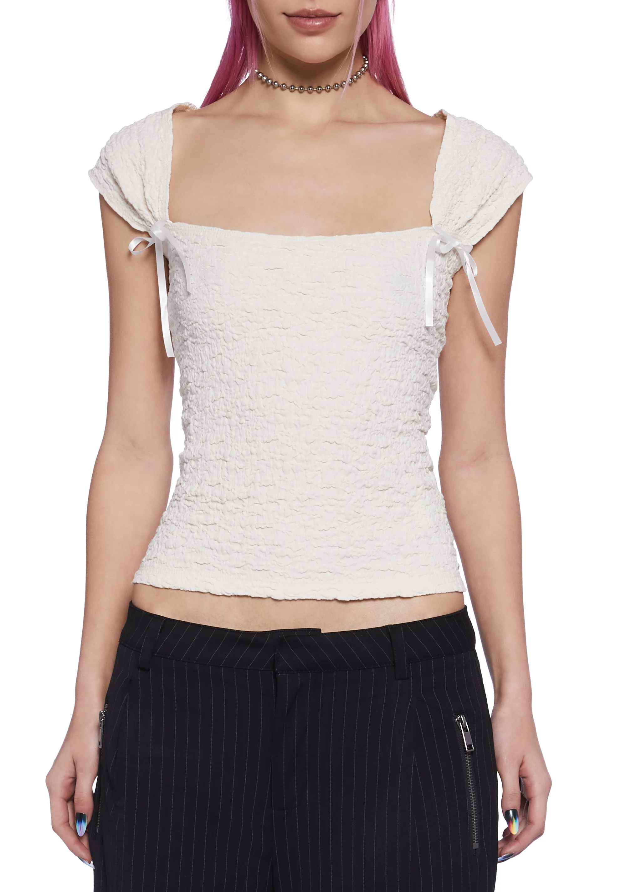 What A Girl Wants Cap Sleeve Top - Ivory - Image 3