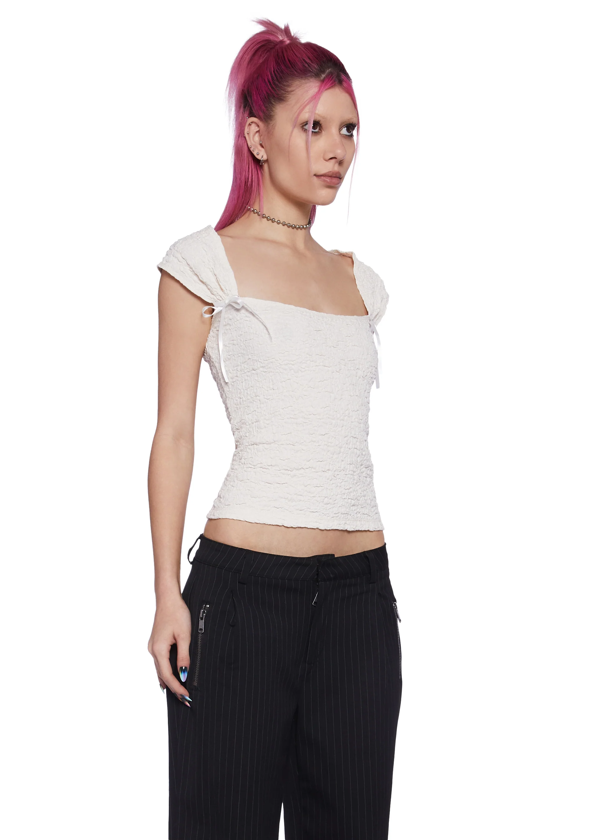 What A Girl Wants Cap Sleeve Top - Ivory - Image 4