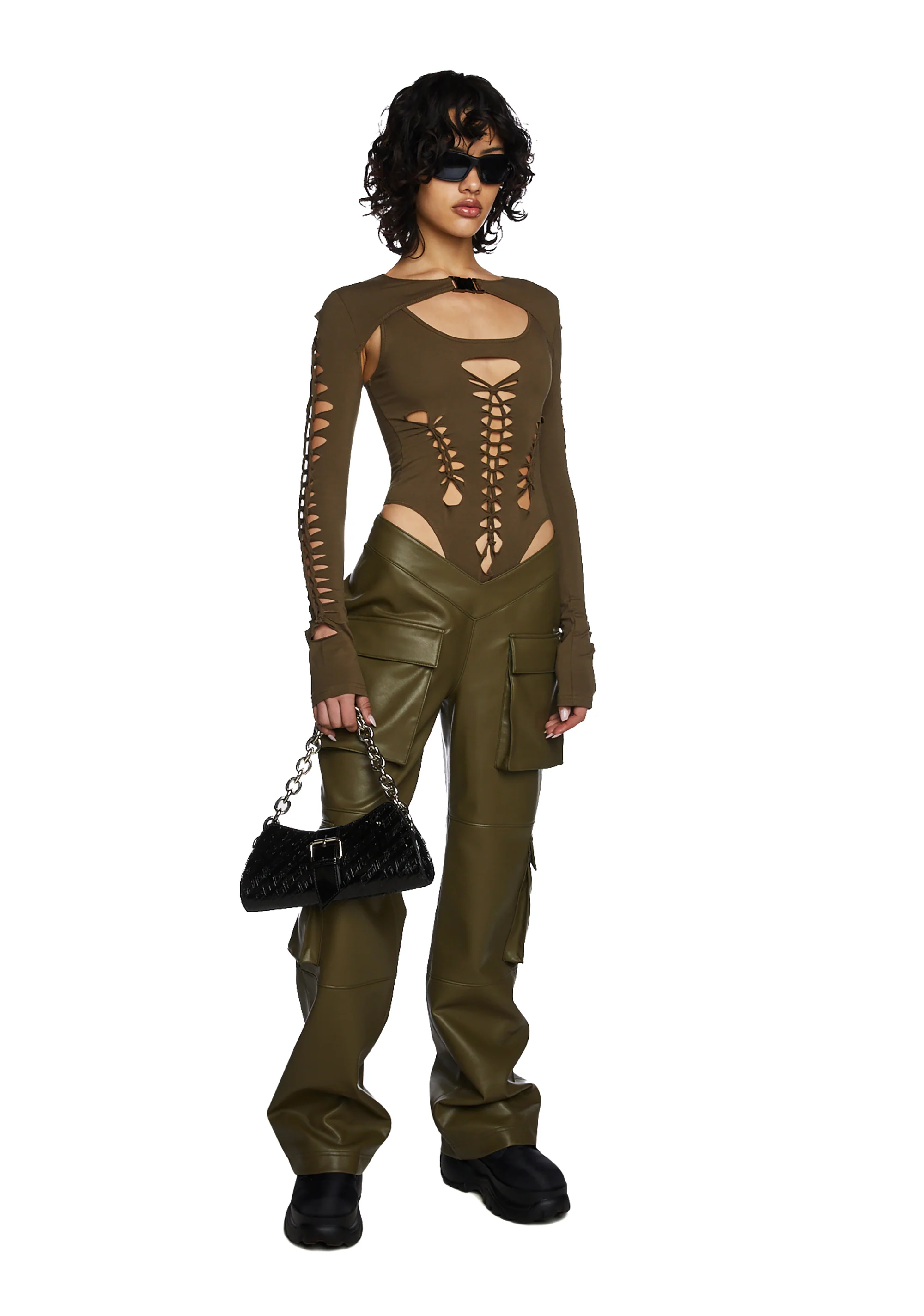 While I'm Young Bodysuit And Shrug Set - Olive - Image 3