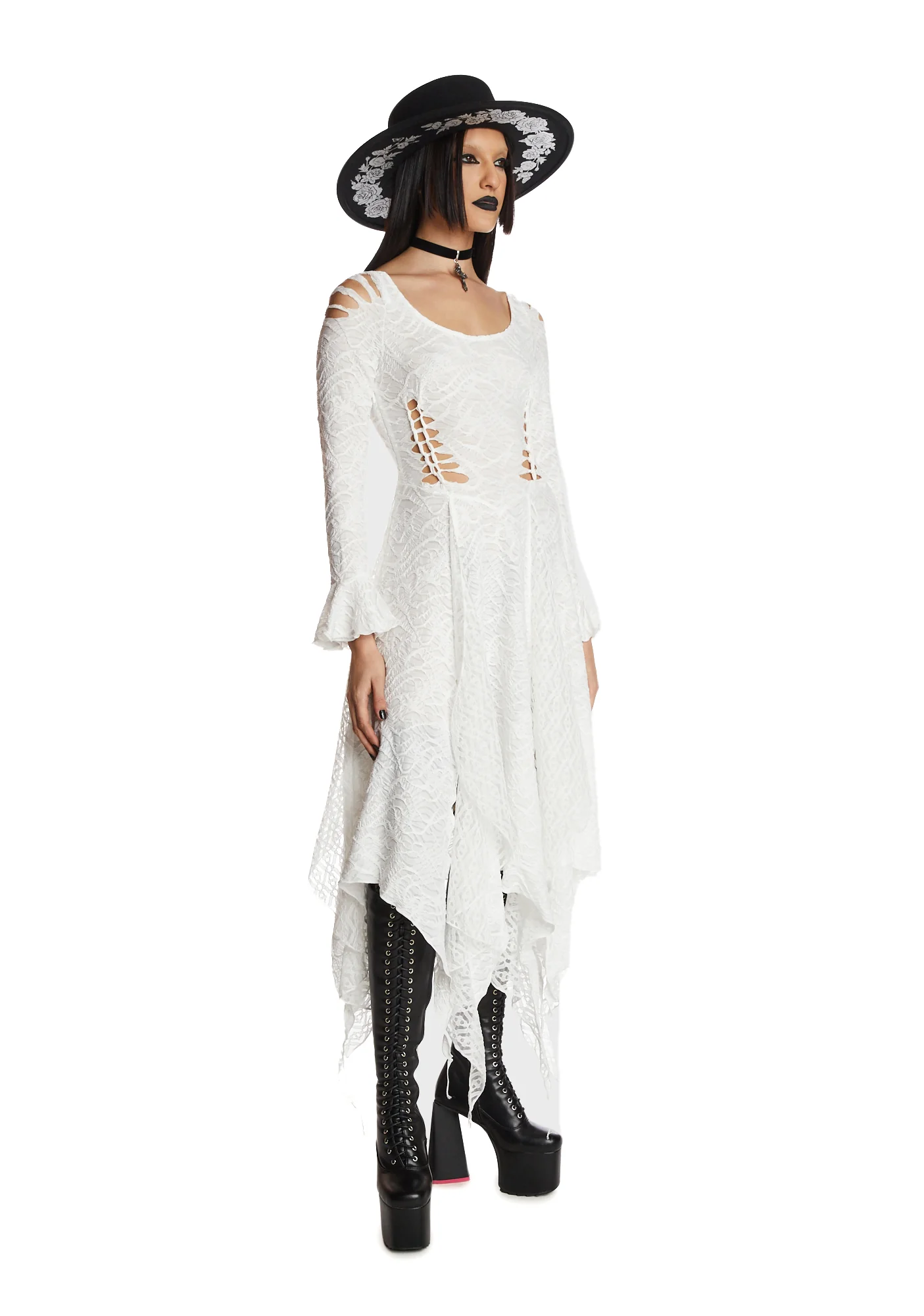 White Ghost Cutout Details Maxi Dress - Image 3