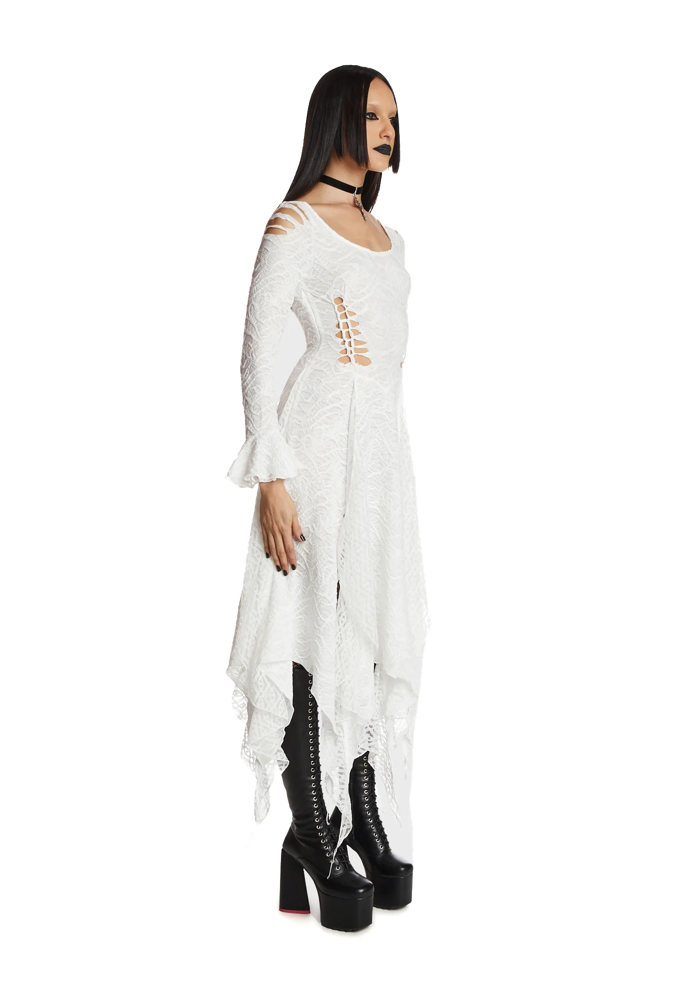 White Ghost Cutout Details Maxi Dress - Image 4