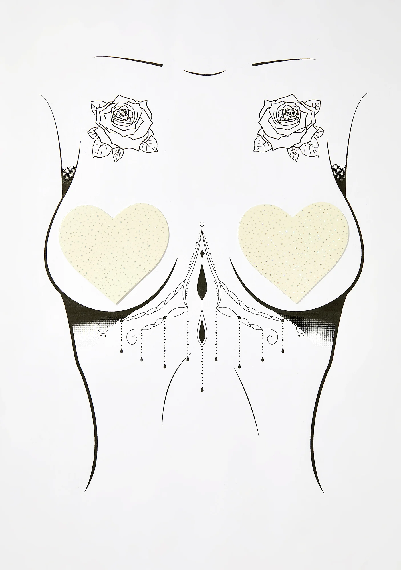 White Glow In The Dark Heart Pasties - Image 2