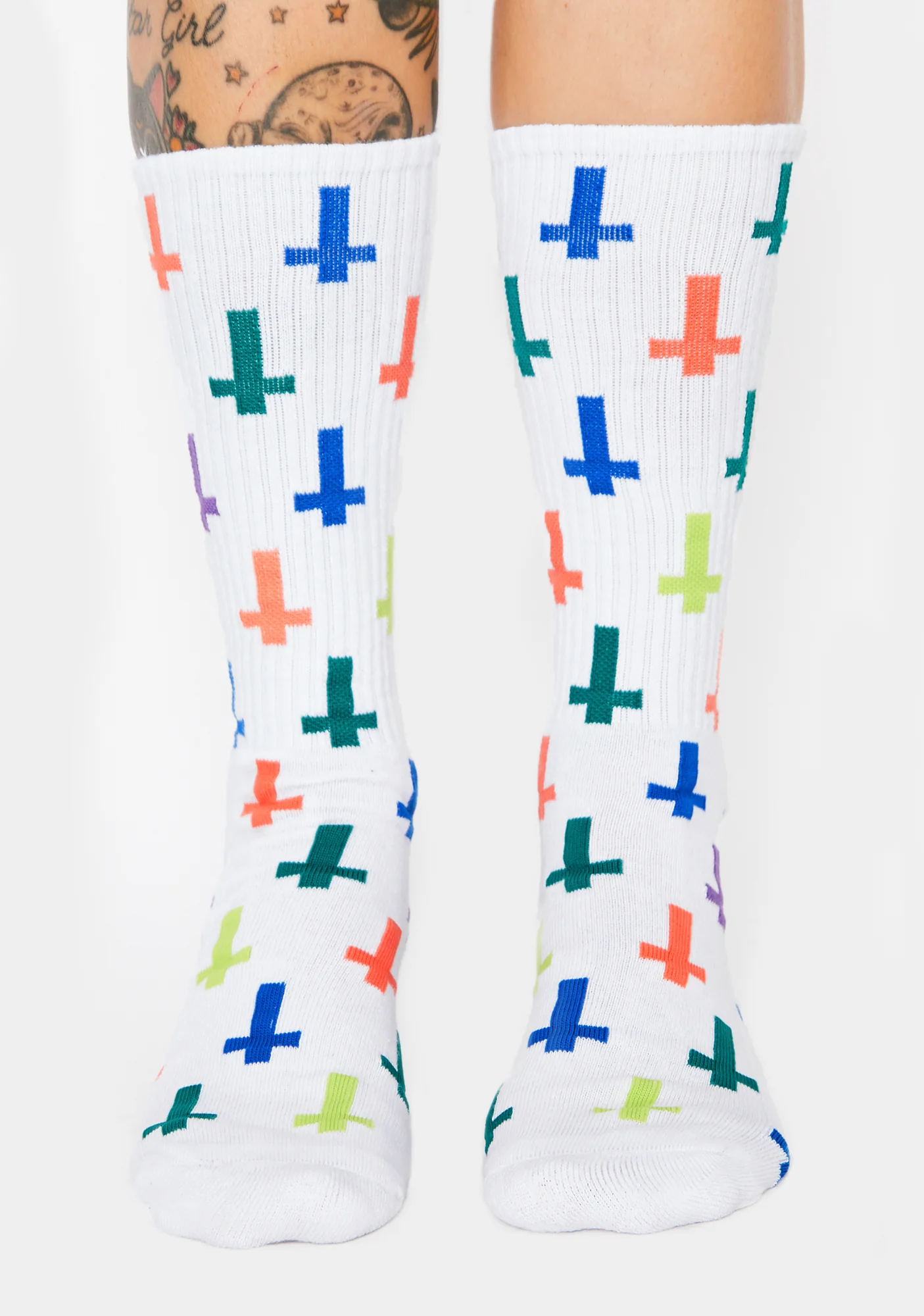 White Inversion Crew Socks - Image 2