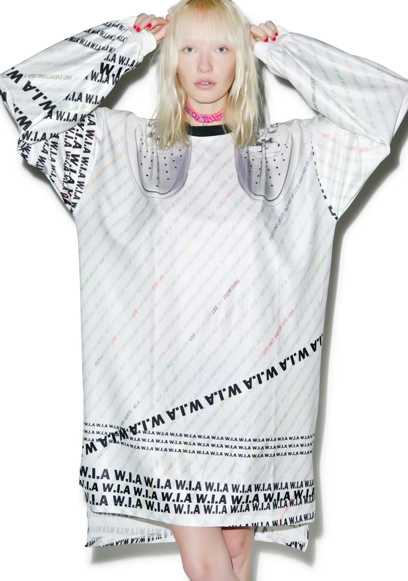 White W.I.A Extra Long T-Shirt