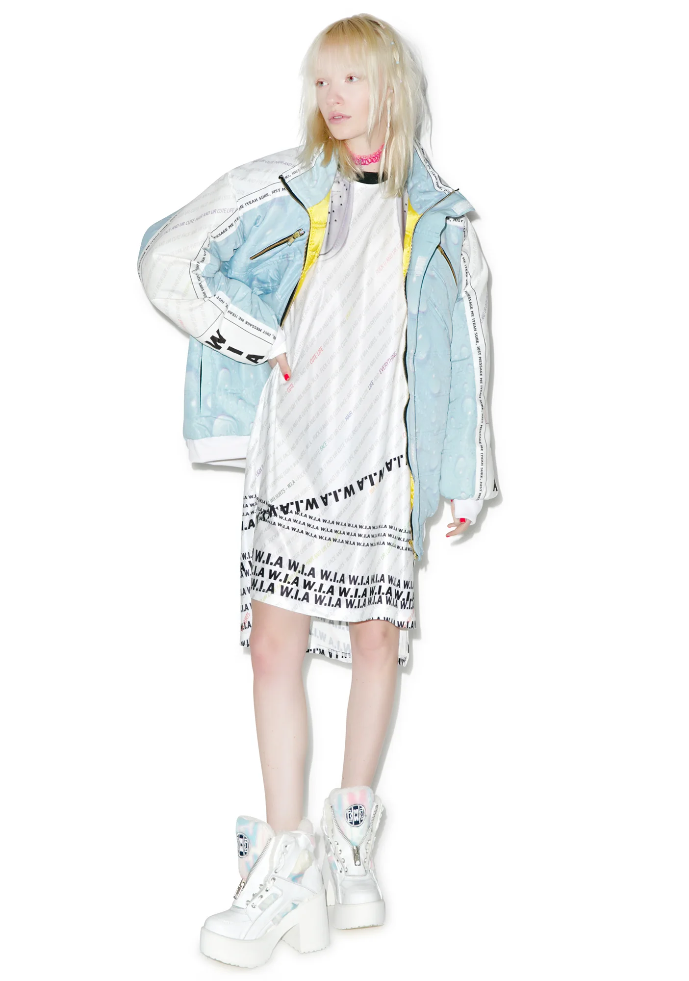 White W.I.A Extra Long T-Shirt - Image 5