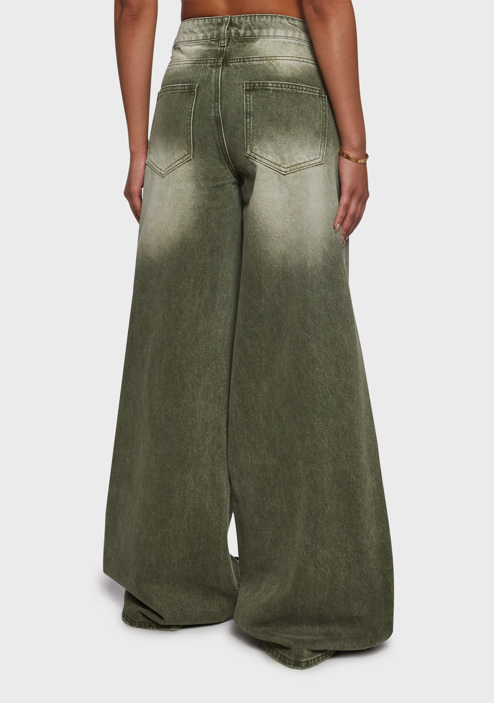 Sinful Attitude Wide Leg Jeans - Green - Image 4